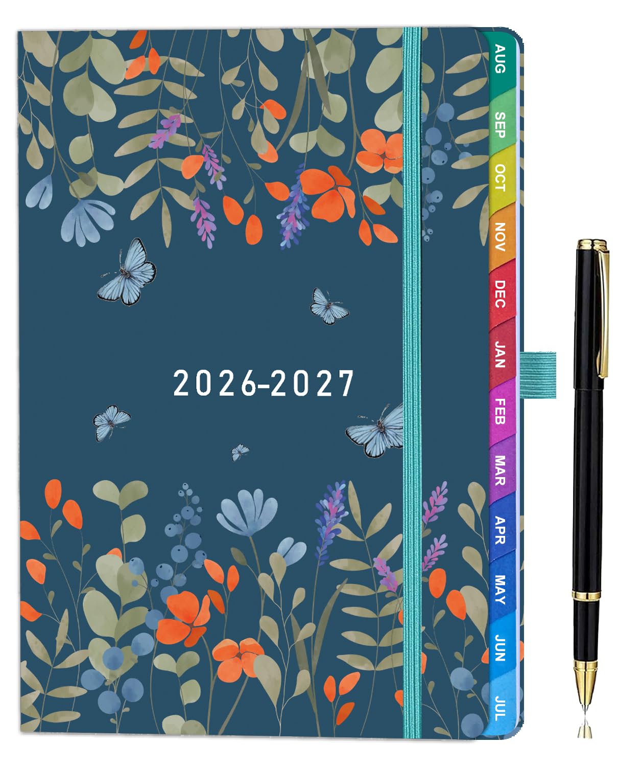 Academic Diary 2026–2027 A5 Week to View – Orchid Grass Hardback Planner with Pen Holder, 100 gsm Paper & Pocket – Ideal Academic Year Diary for Women, Students & Teachers