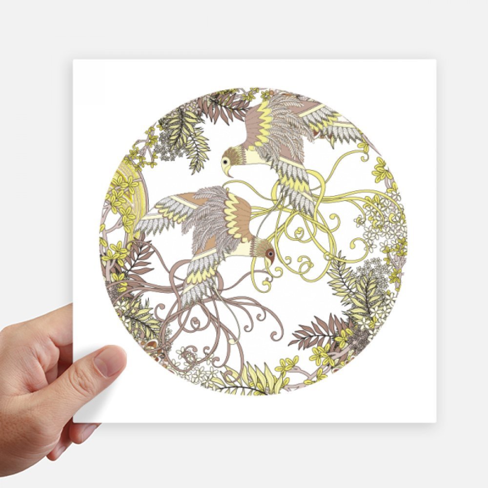 Autocollant mural ukiyo-e arbre et oiseau multicolore 20 cm en impression haute définition