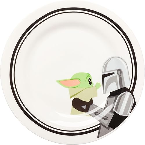 Miniatura 5 de Silver Buffalo Star Wars The Mandalorian and The Child Baby Yoda Grogu - Juego de 4 platos de cerámica con borde de 8 pulgadas Disney Lilo y Stitch