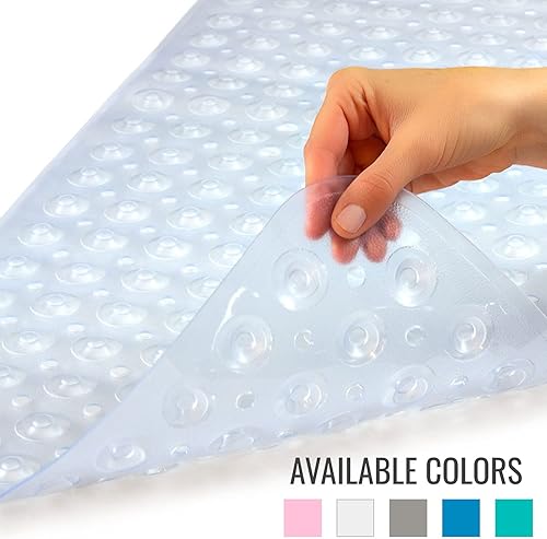 Miniatura 3 de HealthSmart Tapete de baño extra grande antideslizante para ducha y bañera con ventosas y agujeros de drenaje para un agarre antideslizante, lavable