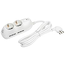 BTICINO Ciabatta Multipresa Elettrica Slot 6 Posti, 2 Polivalenti Schuko 10, 16A + 4 Bivalenti 10, 16A, Ciabatta Elettrica con Interruttore e Cavo 1,5m Spina 10A, Robusta Salvaspazio Flessibile, Bianco