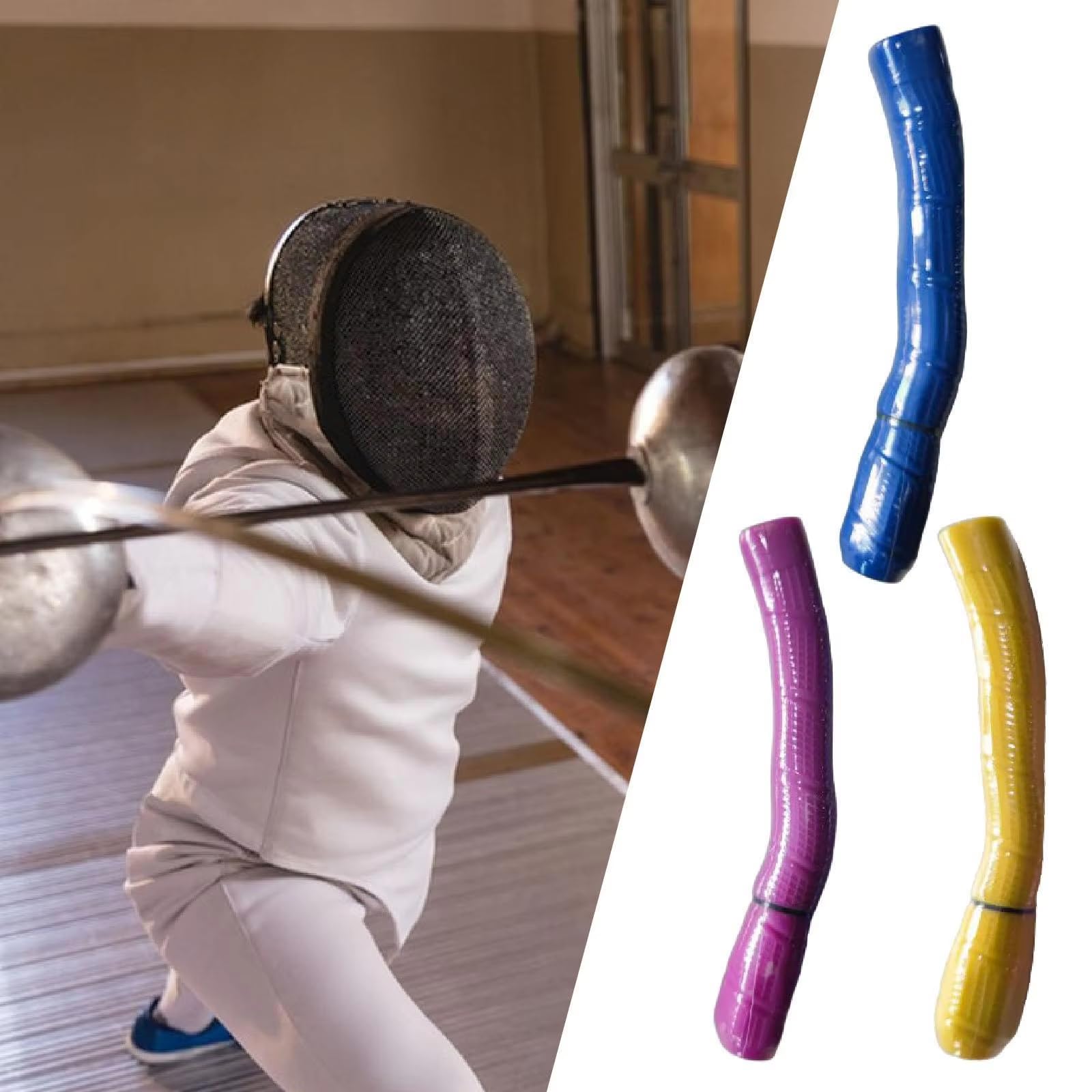Gummizaun-Folien-Säbel, Epee-Griff, bequemer Griff, gebogener gerader Griff, Trainingszubehör, Zaunausrüstung, Trainingszubehör