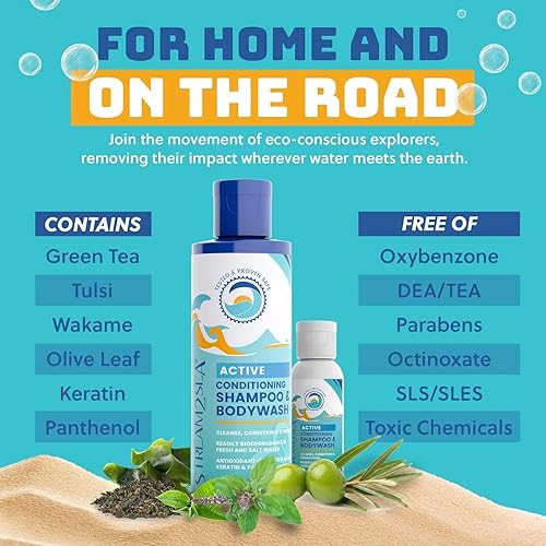 Miniatura 4 de Champú y acondicionador no tóxicos, gel de baño 3 en 1 para natación, champú para nadadores Reef Safe para hombres, mujeres o niños - Juego de