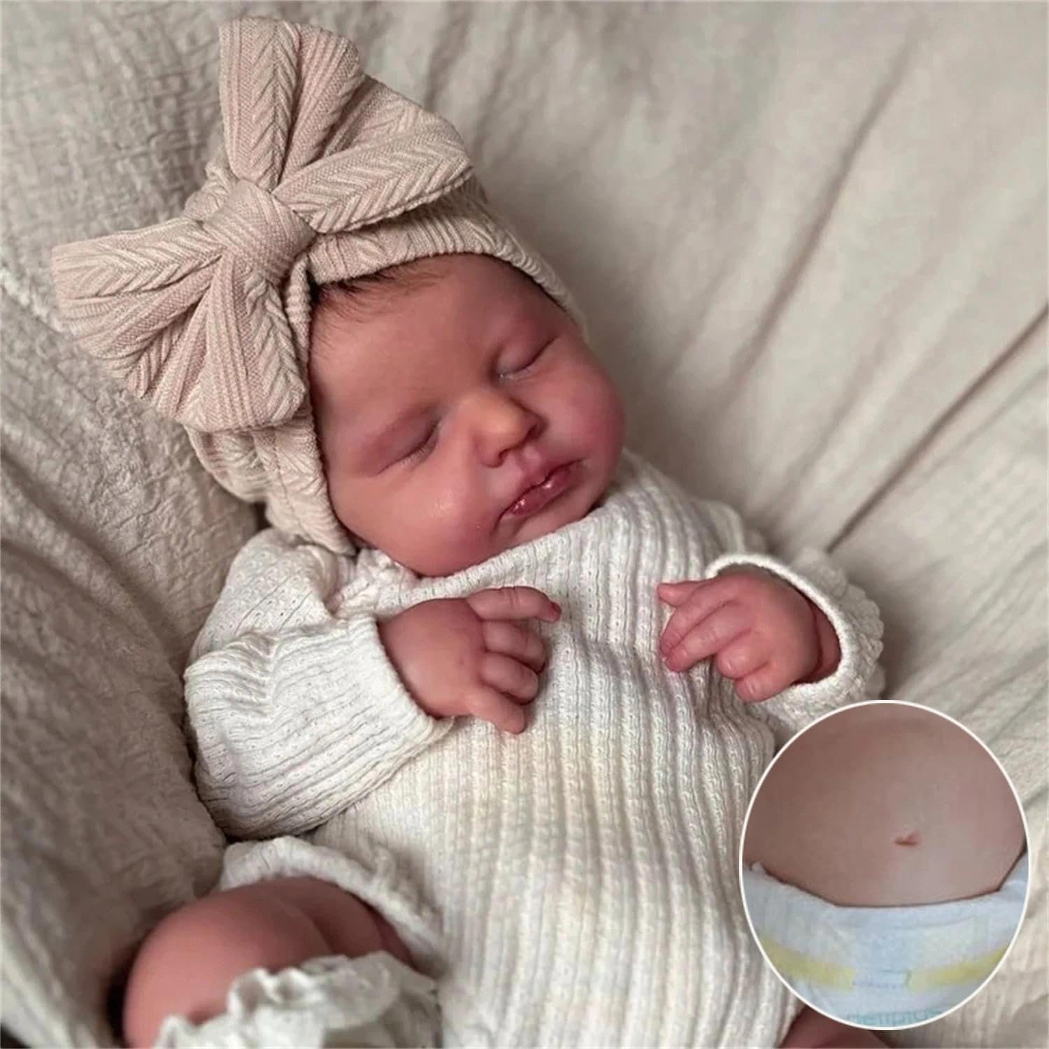 Zero pam Reborn Baby Vollvinyl Lebensecht Mädchen 50cm Reborn Babypuppen Wie Echt, Vinyl Babypuppe Mädchen Mit Geschlossenen Augen, Re-Born Baby Für Kinder