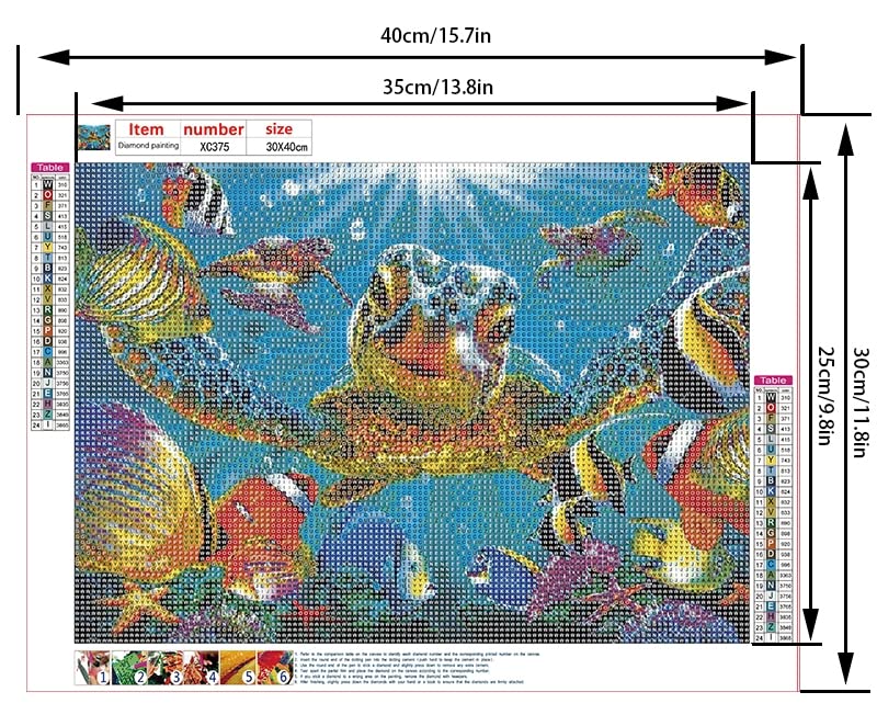 Tarqite Diamond Painting Schildkröte 30x40cm - 5D Diamant Malerei Set Für Erwachsene