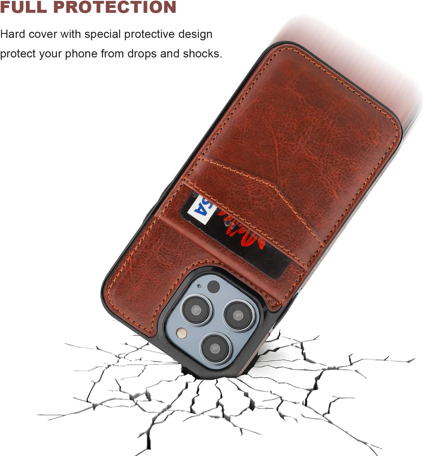 KIHUWEY for iPhone 13 Pro Case Wallet Compatible with MagSafe Wireless Charging, Credit Card Holder, RFID Flip Leather Magnetic Clasp Kickstand Heavy Duty Protective Cover 6.1 Inch (Brown) - Image 7