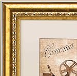 8x10 Gold Scrollwork Motif Embossed Ornate Classic Picture Frame with High Gloss Rim, Matted for 5x7 inches Photos, Real Glass Protection