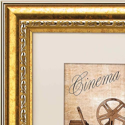 Miniatura 6 de Paquete de 2 marcos de fotos clásicos adornados con pergamino dorado rústico de 5 x 7, mate para fotos de 3.5 x 5.5 pulgadas, protección de vidrio