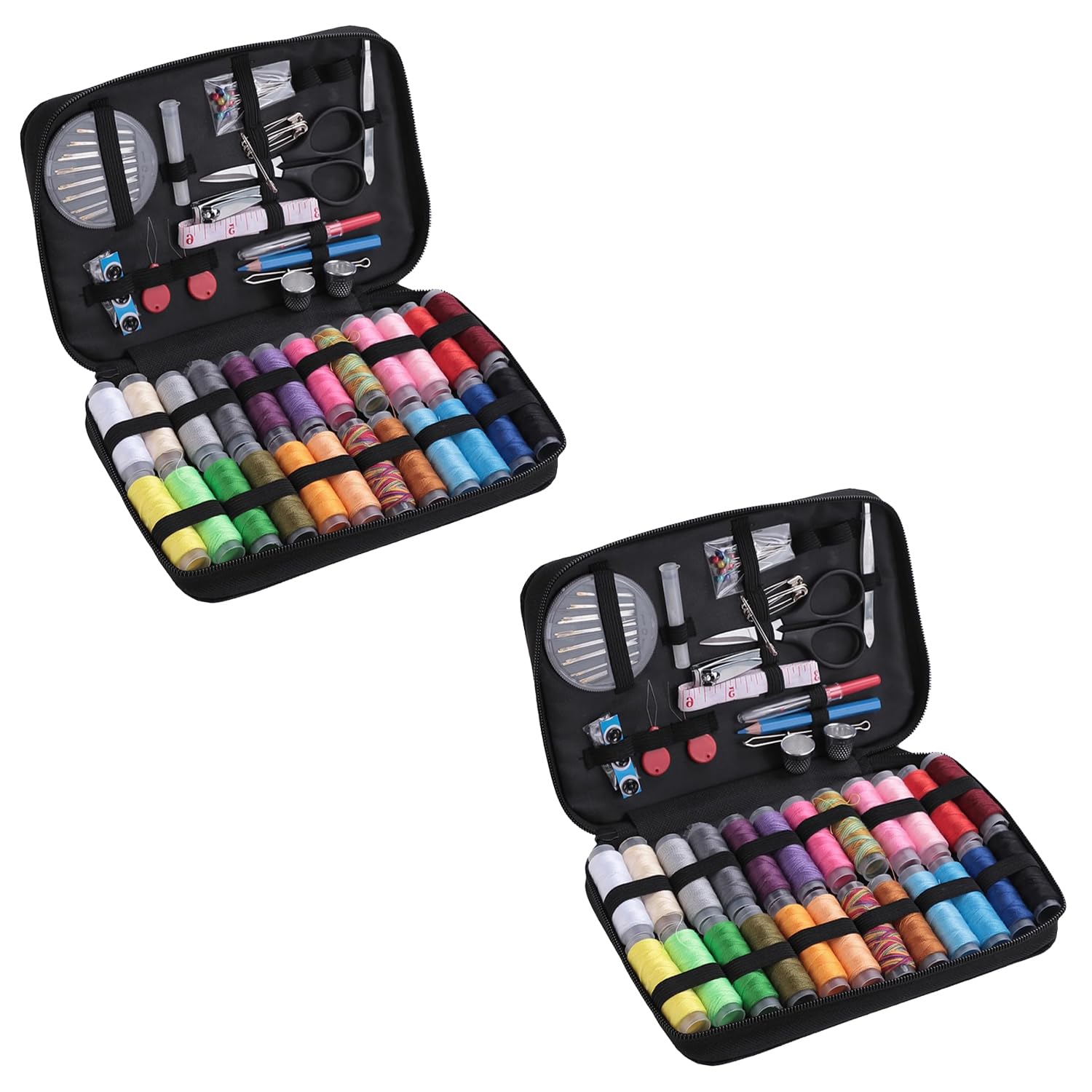 Kuber Industries (Set of 97 X 2) Korean Sewing Kit for Travel | Multifunctional Needle & Thread Box Set | Silai Machine Tailoring Stitching Kit | Sui Dhaga Pouch for Fashion Designing-Hand Embroidery