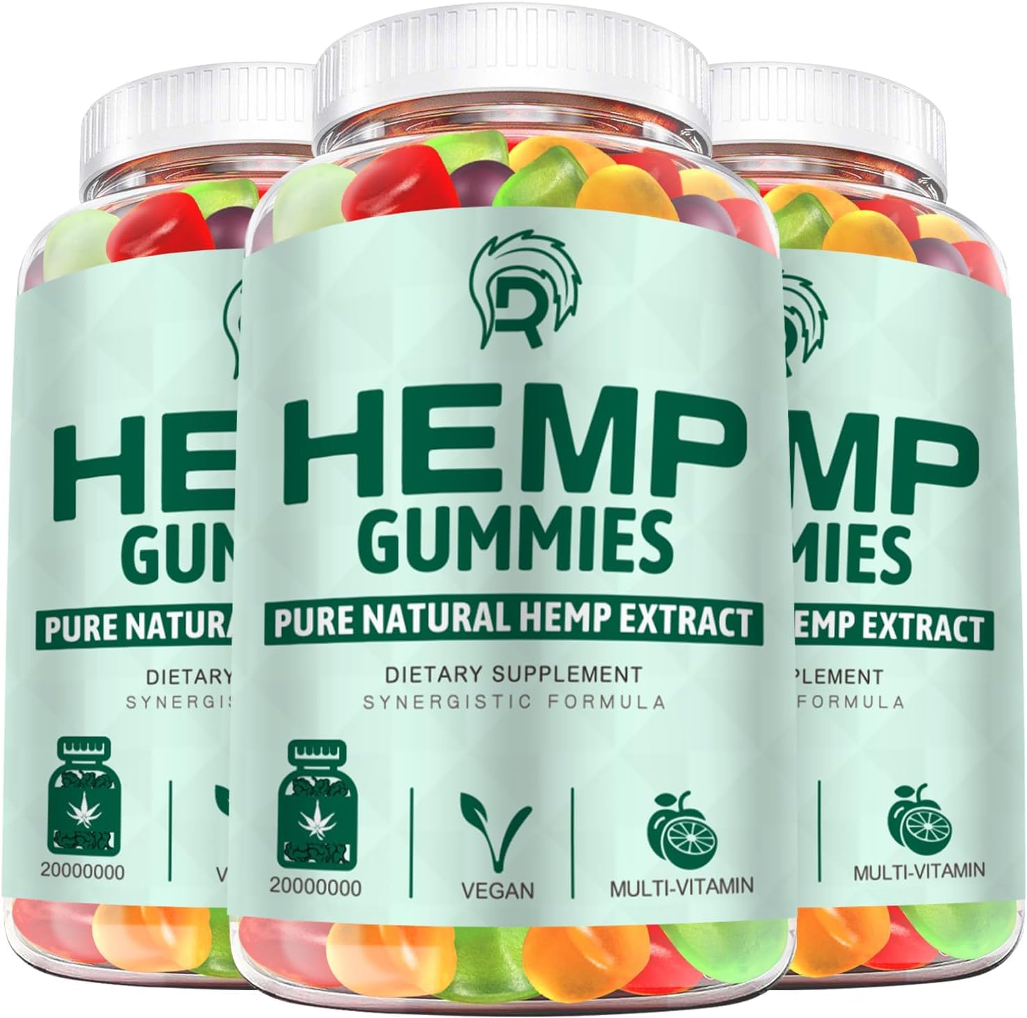 Hemp Gummies 3 Pack for Sleep Pain Anxiety - High Potency Extra Strength Hemp Oil Gummies - Low