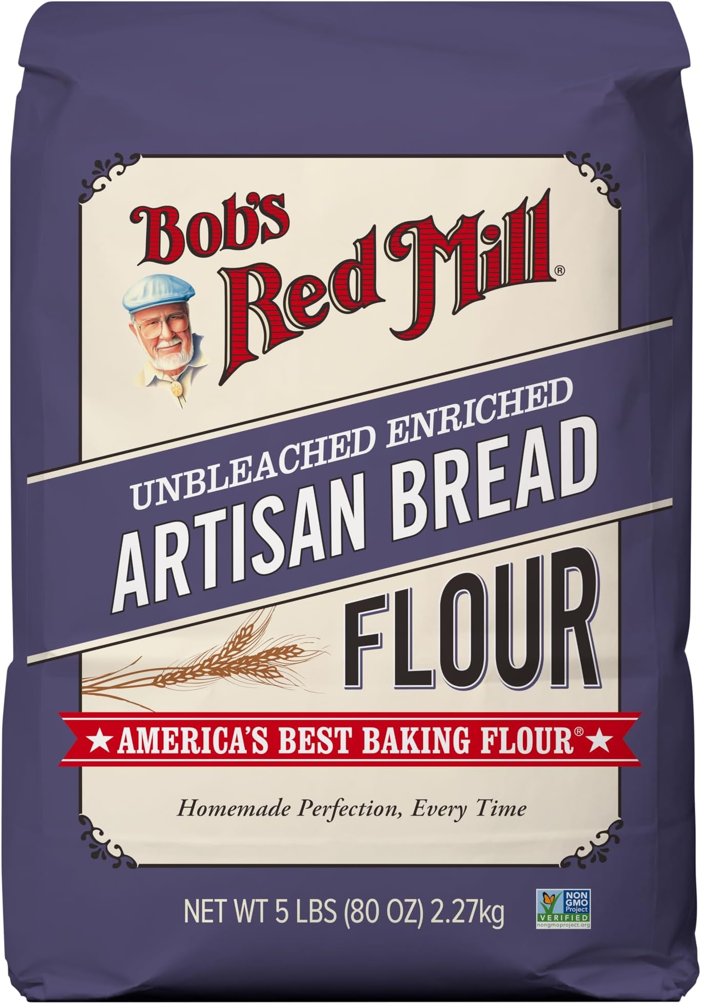 Bob's Red Mill Artisan Bread Flour, 5lb (Pack of 1) - Vegan, Kosher, Unbleached, Unbromated