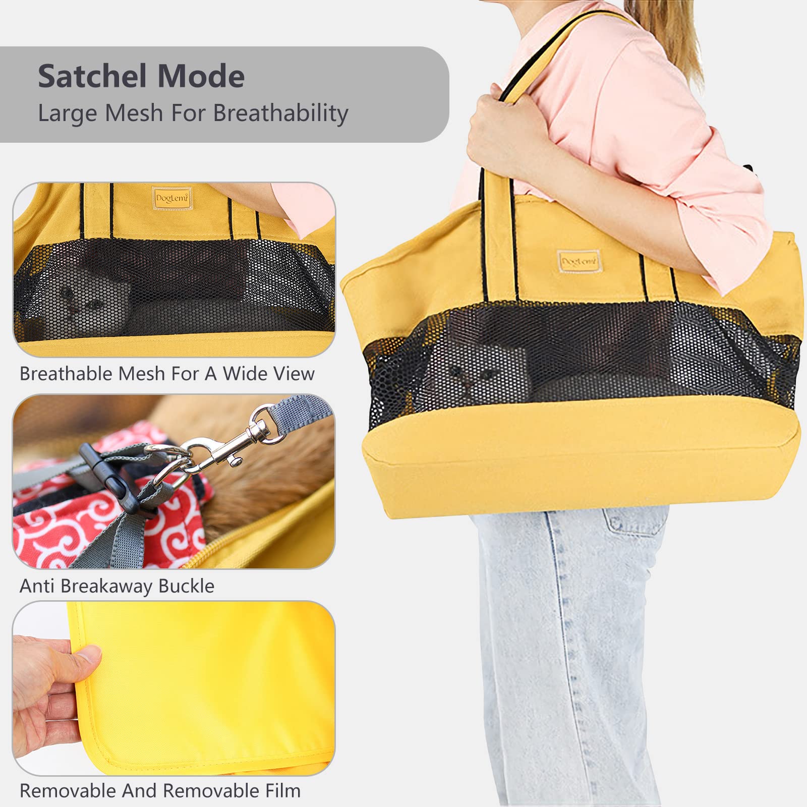PETCUTE Sac de Transport pour Chat Chien,Sac à Main pour Animaux De Compagnie en Maille Respirant avec Sangle de Sécurité Interne,Sacs de Transport Bandoulière pour Chiens pour Voyages en Plein Air