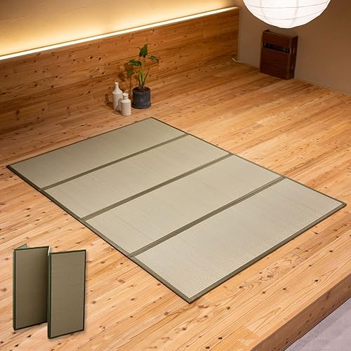 EMOOR Tapete de tatami japonés, tamaño Queen, hierba natural sin teñir colchón plegable Igusa para dormir, futón japonés, meditación, yoga, zen
