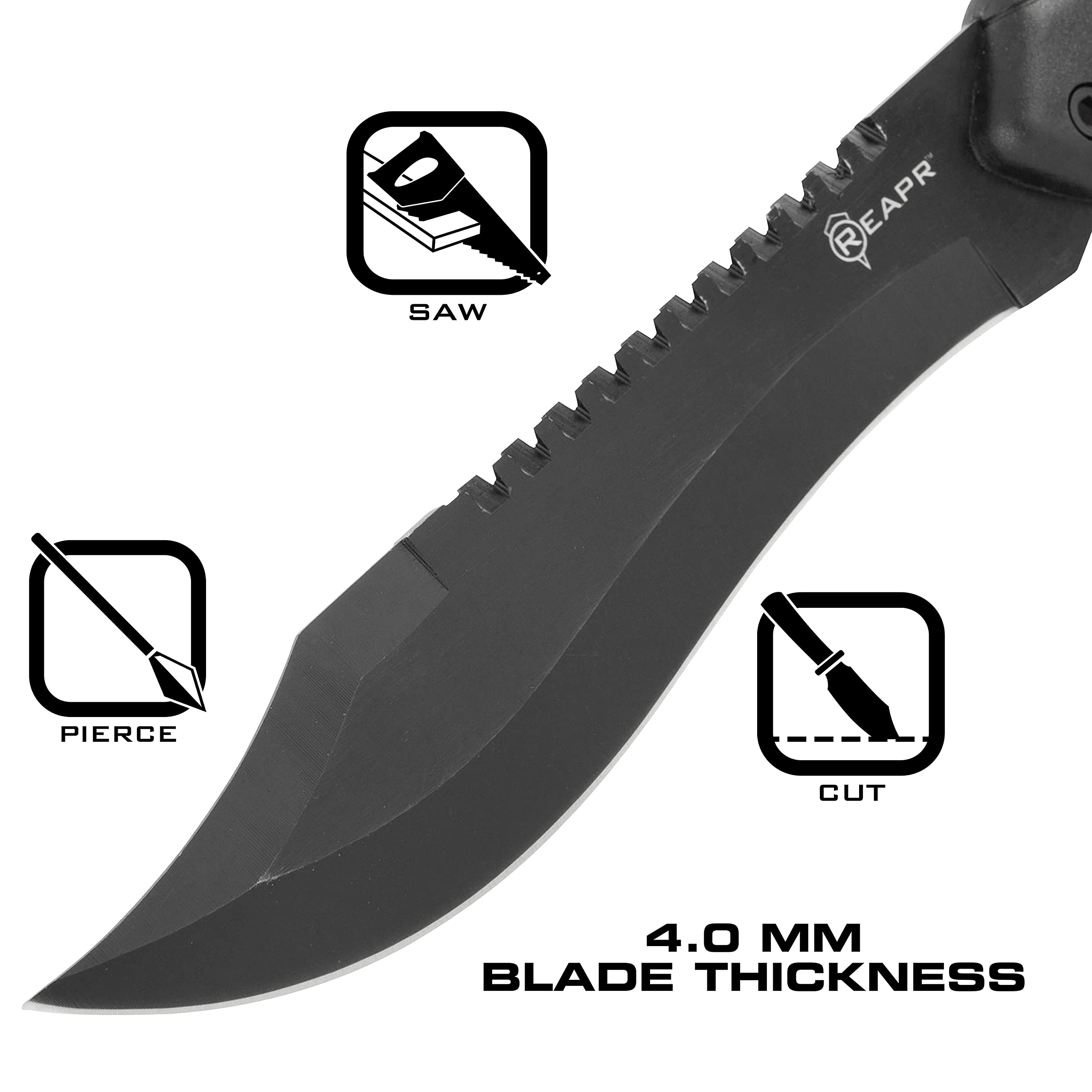 REAPR 11001 TAC Bowie Knife, Stainless Steel Tactical Knife, Wilderness