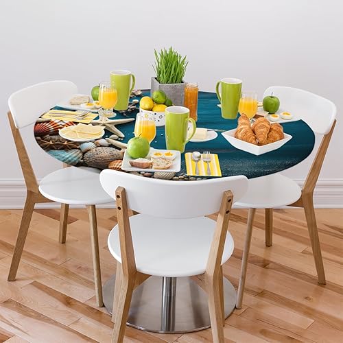 Vista 280 de Pardick Mantel redondo elástico con diseño de hojas de otoño, mantel redondo ajustable de 36 a 42 pulgadas, mantel circular impermeable, lavable
