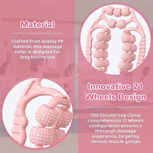 Miniatura 5 de Colaxi Rodillo de masaje de 21 ruedas, masajeador de rodillo muscular de 360, herramienta de masaje de piernas, relajante muscular, abrazadera