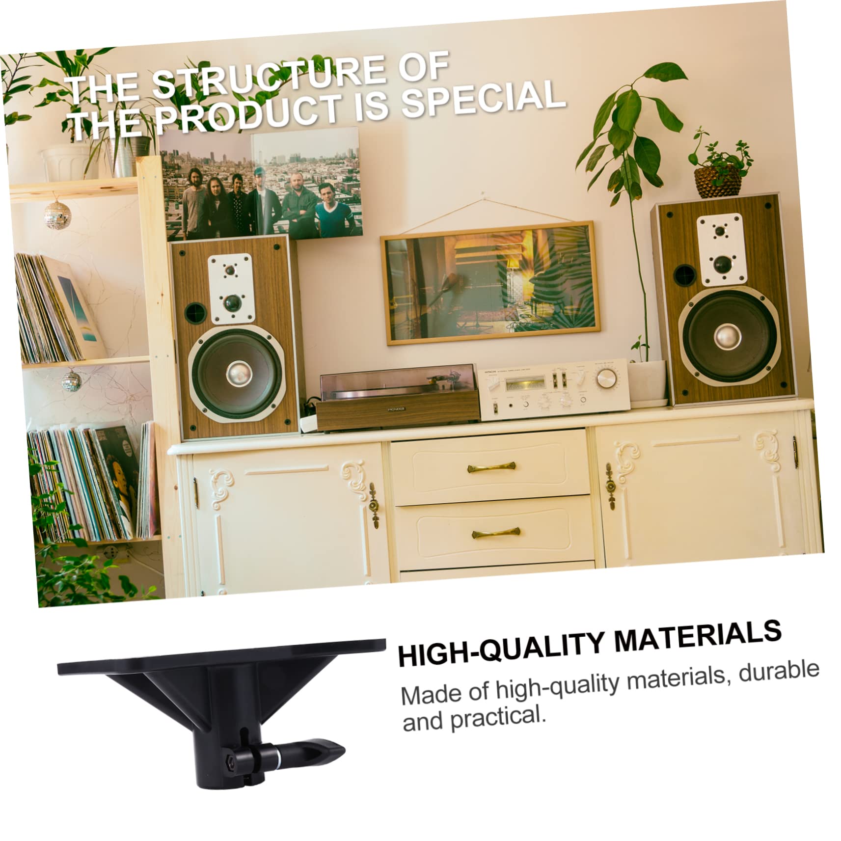 HOMSFOU Soporte De Altavoz con Bandeja Plástica De Montaje Resistente 7.08X4.52X3.26 Pulgadas para Equipos De Audio En Hogar Y Oficina