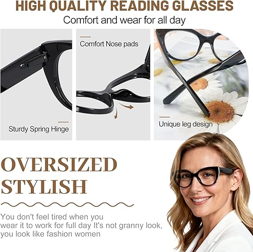 Miniatura 4 de OCCI CHIARI Lentes de lectura transparentes con estilo 3.5 para mujer (1.0 1.25 1.5 1.75 2.0 2.25 2.5 2.75 3.0 3.5 4.0 5.0 6.0)