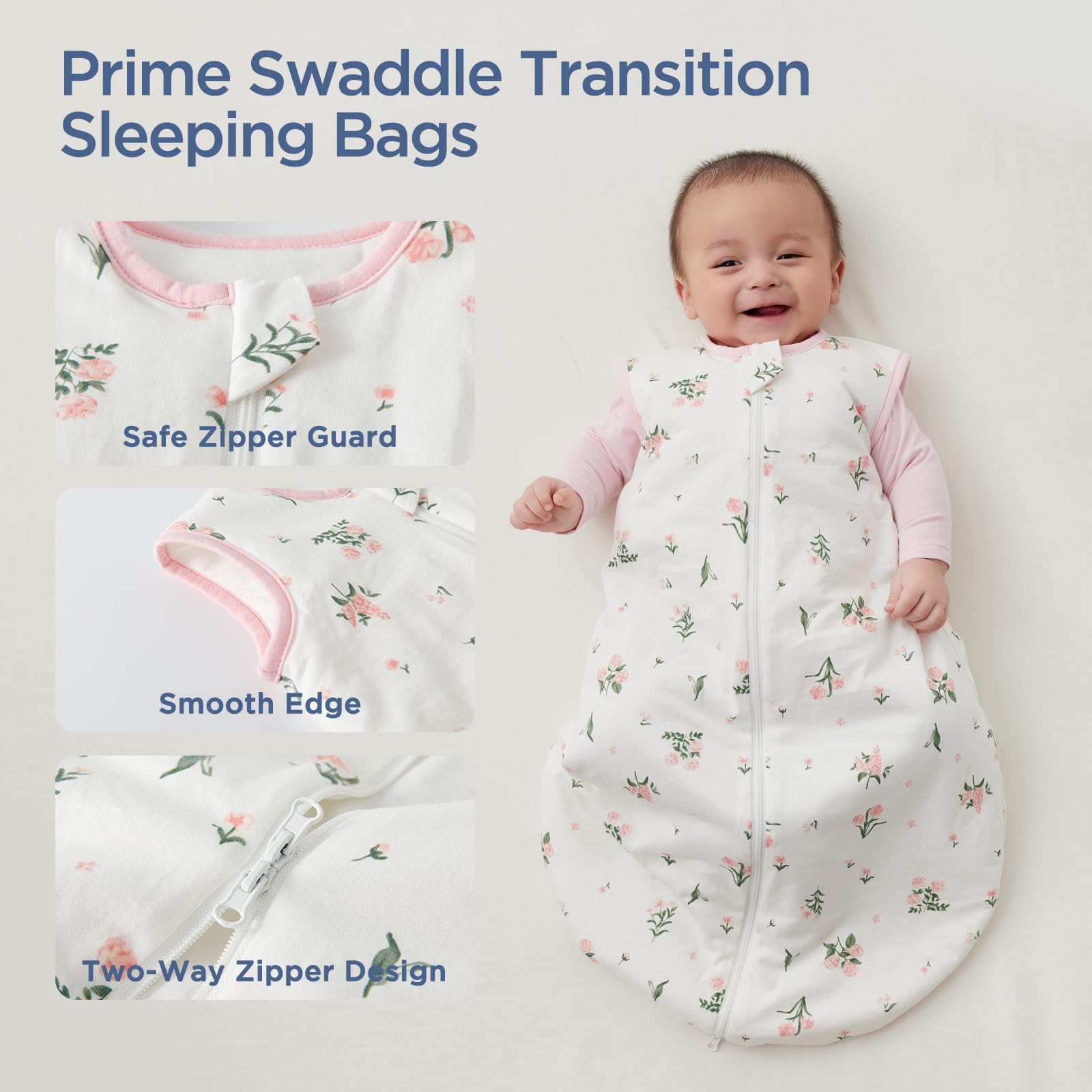 Duomiaomiao Babyslaapzak met voeten, 2 stuks, 0,5 TOG, voor het hele