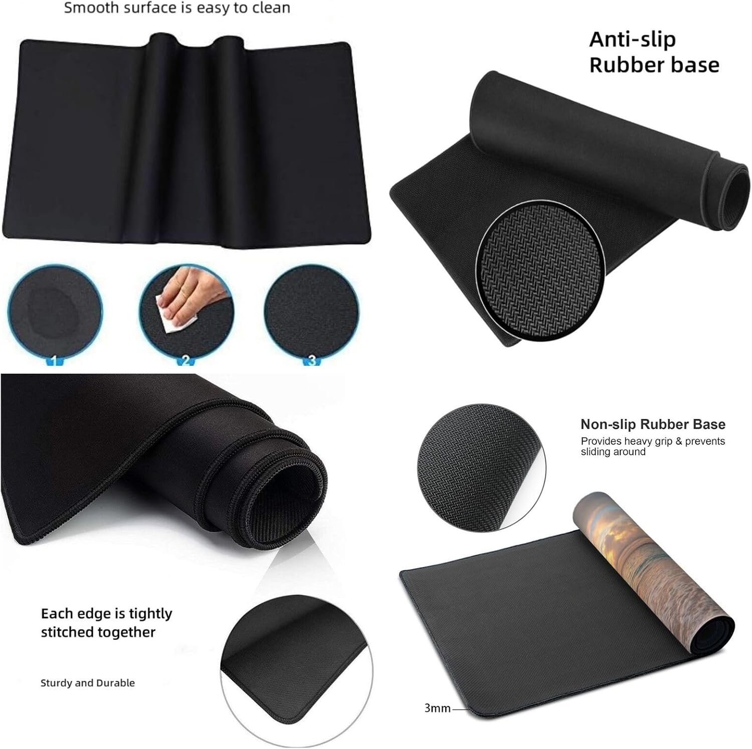 マウスパッド 日没 XXL 600 x 400 x 4mm ビーチ 大型ゲーミング エッジステッチ 滑り止めゴム台座 オフィス適用