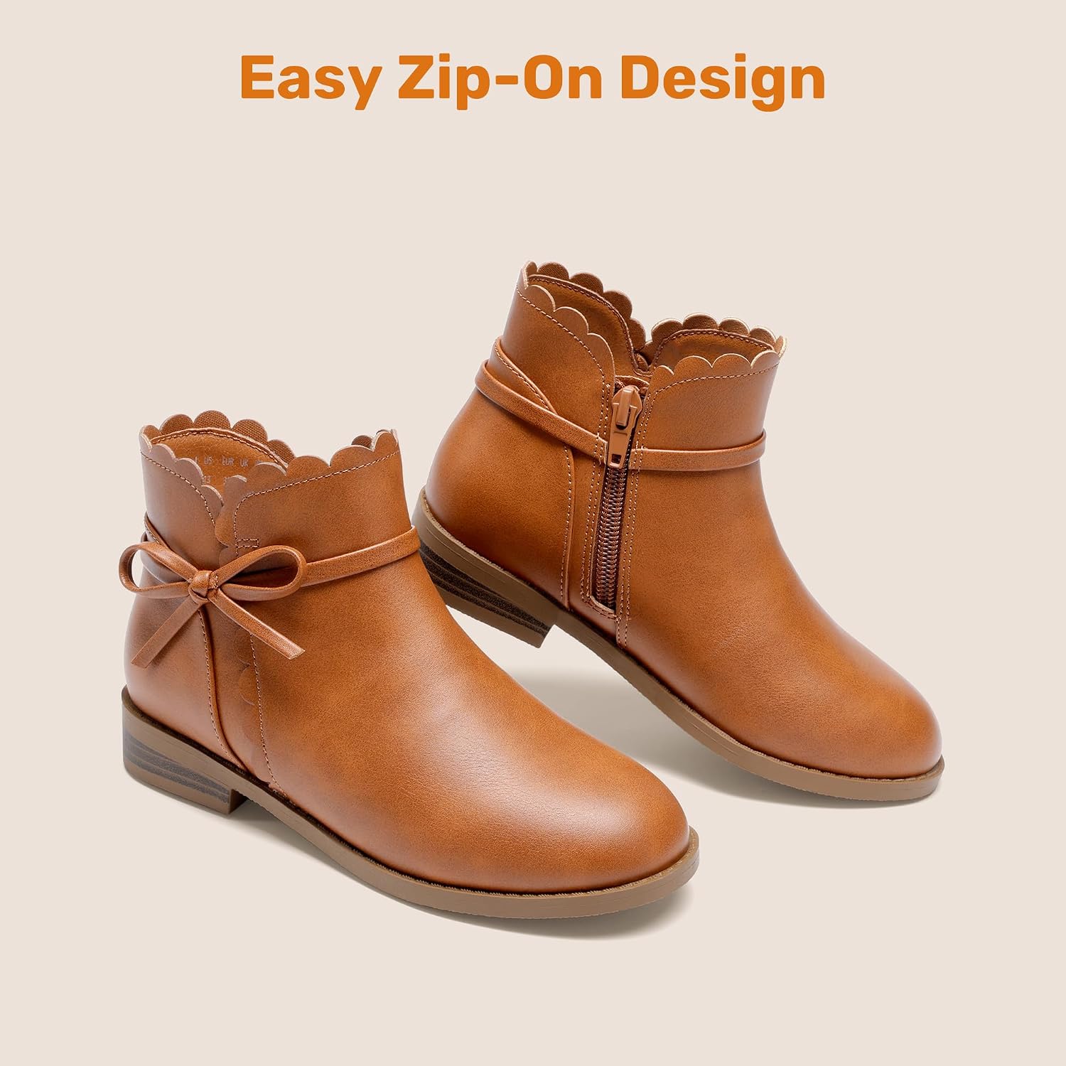 DREAM PAIRS Girls Ankle Boots Side Zipper Booties