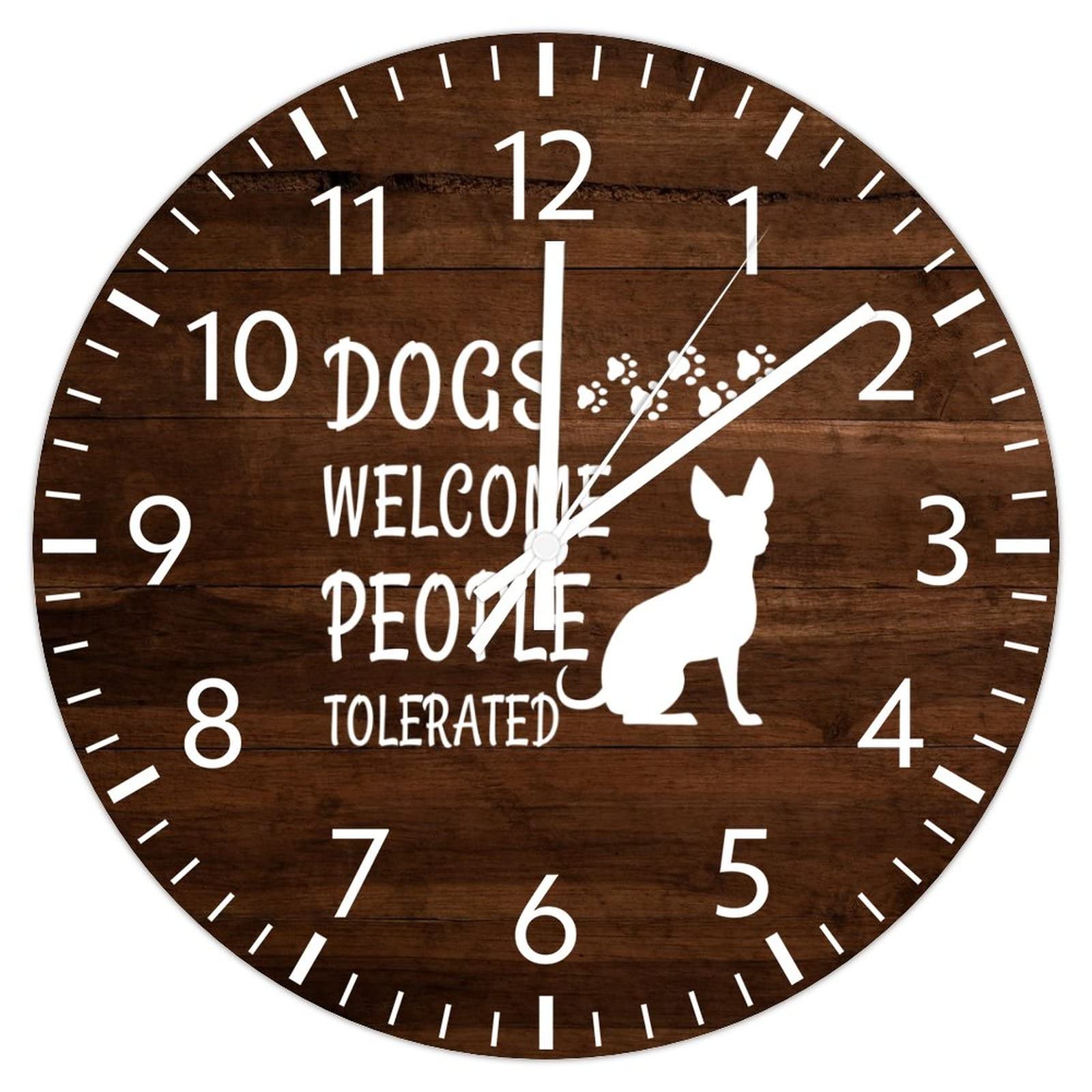 Horloge murale PVC animaux bienvenue suspendre sans bruit pour maison