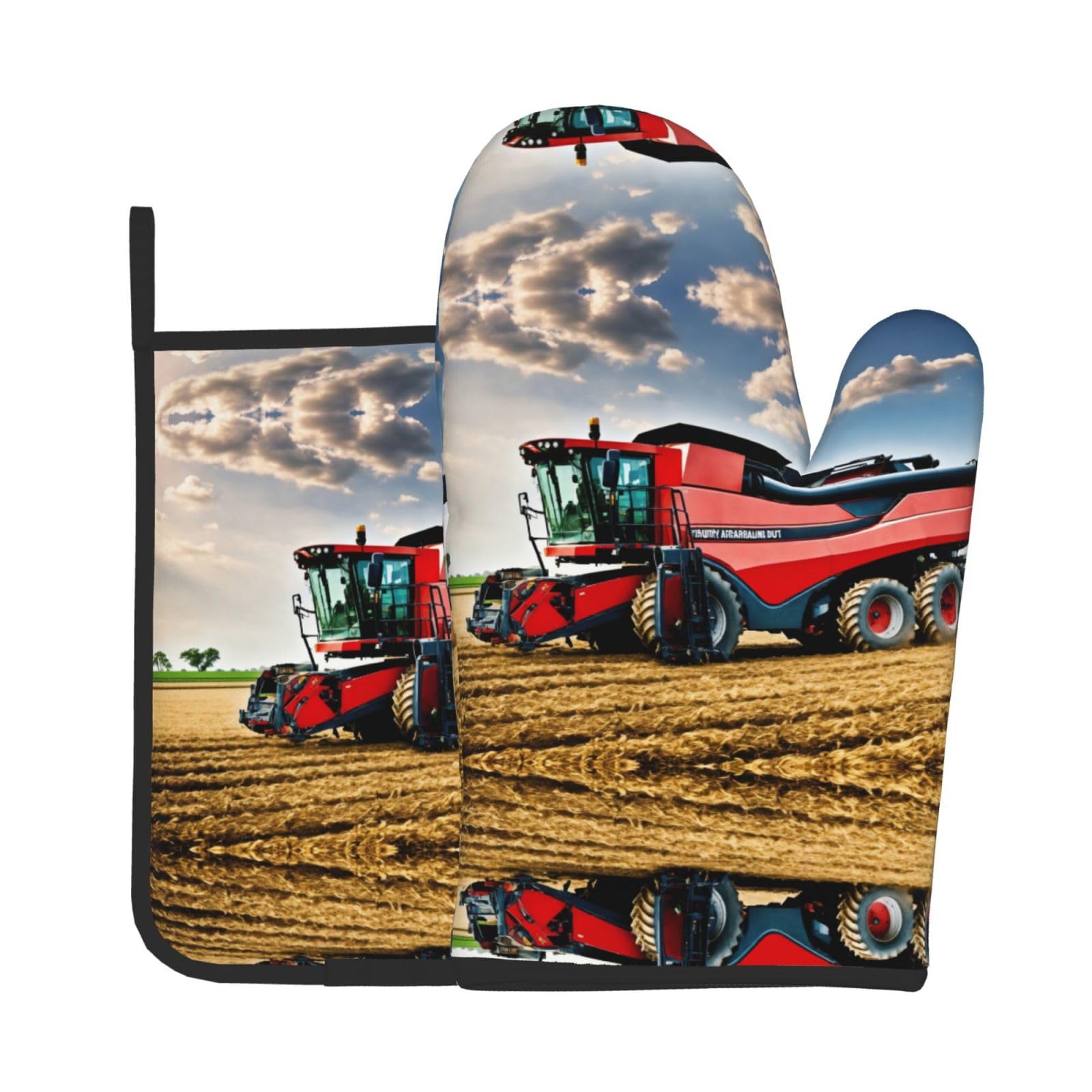 Company Farm Tractor Kitchen Baking Two-Piece Set,Multipurpose Oven Gloves,Used for Barbecue Kitchen Baking