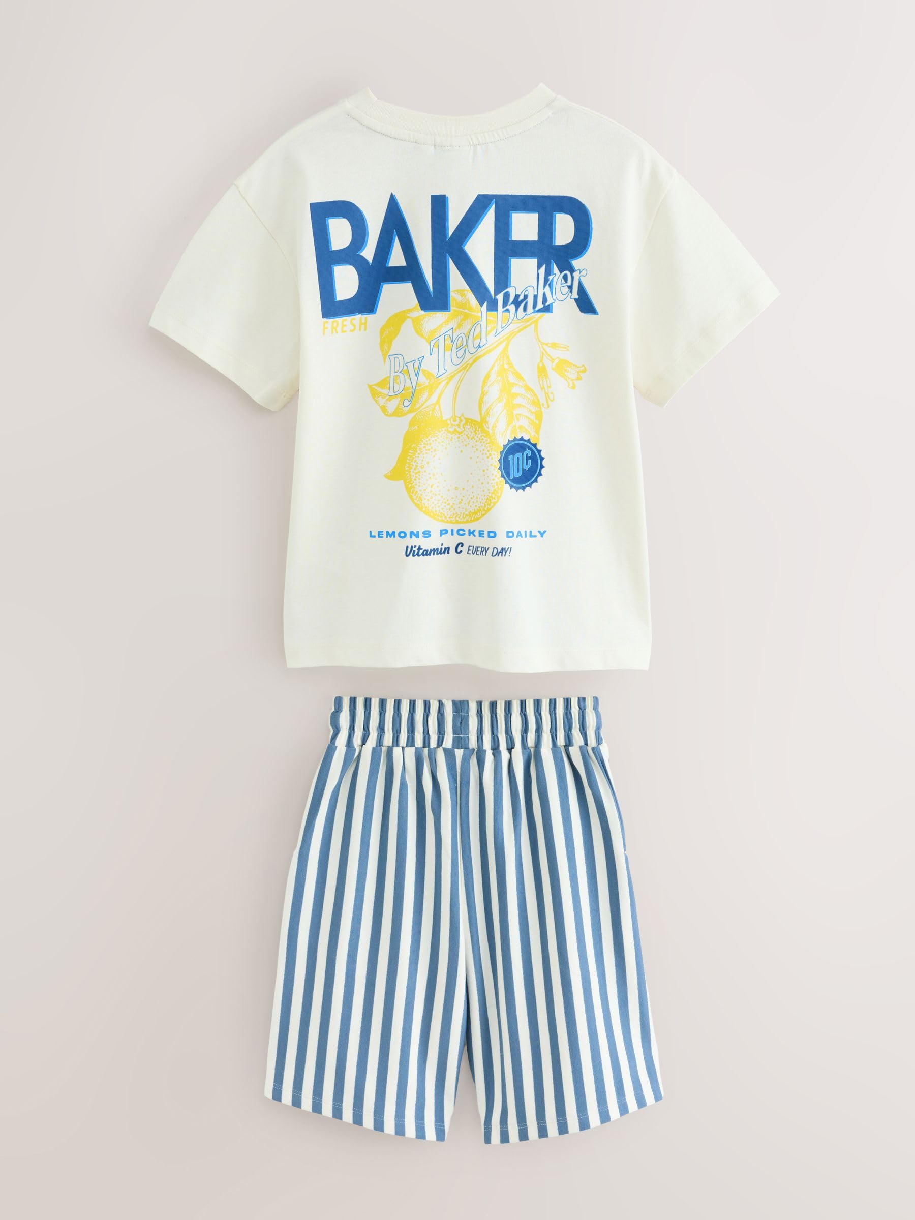 Niños Conjunto de pantalones cortos de rayas y camiseta extragrande con gráfico