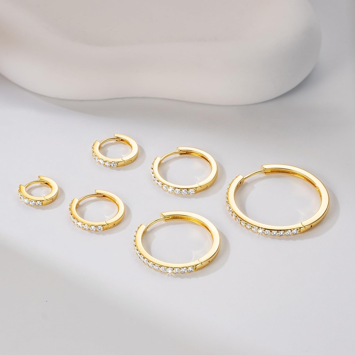 14K Gold Earrings for Women 14K Gold Hoop Earrings for Women Gold Hoop Earring for Womens Hoops with Cubic Zirconia and Multiple Size Options for Every Style Hoops Earring for Womens 12/14/16/20/25/30mm - Image 6