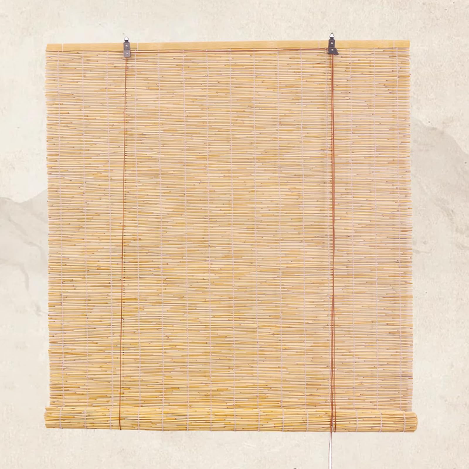 Stores enrouleurs en bambou naturel faits à la main - Stores vénitiens d'intérieur et d'extérieur respirants avec accessoires (135 x 320 cm) - Revêtement de fenêtre respectueux de l'environnement