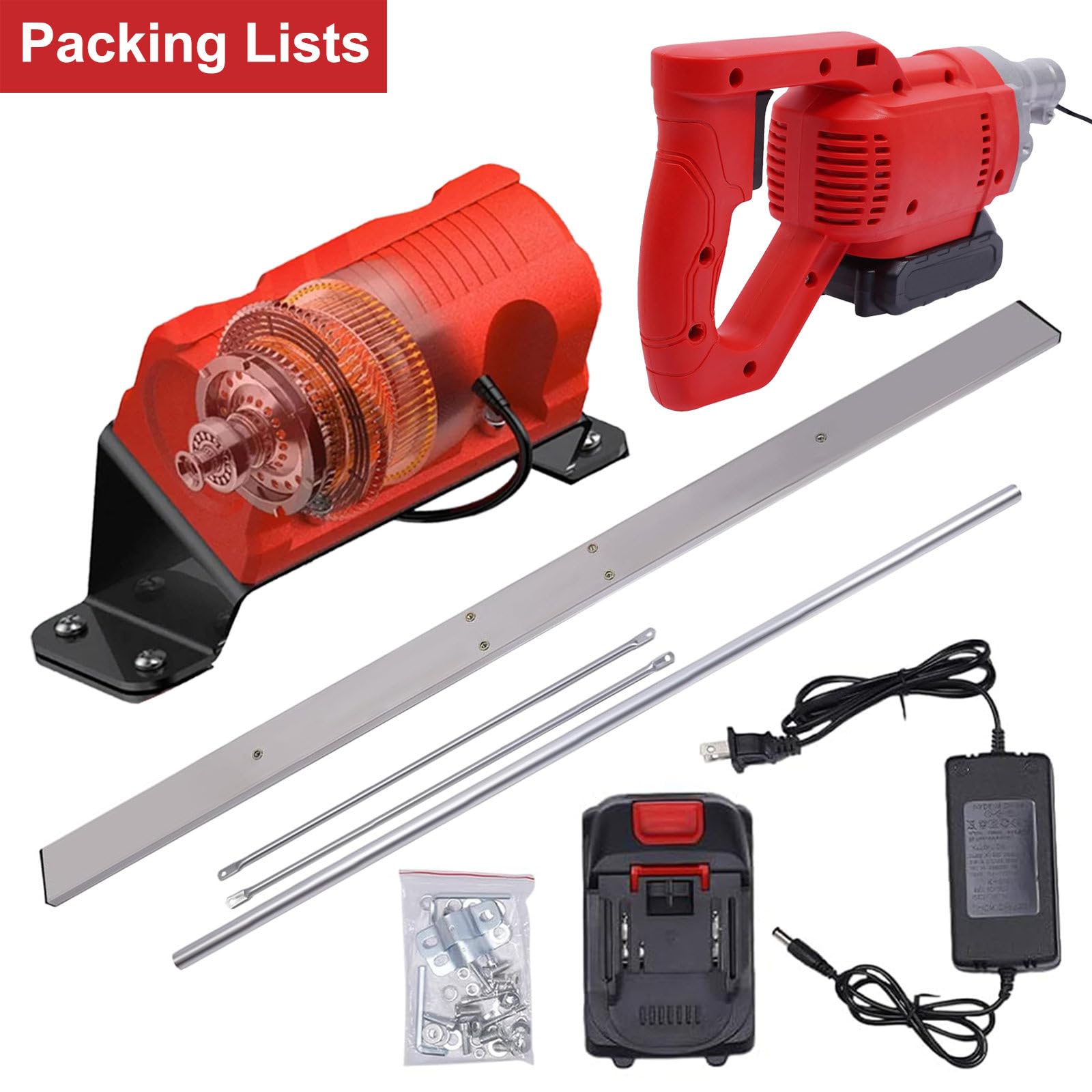 Kit vibratorio de Regla de hormigón con Tablero de 2 cm/0,8 Pulgadas de Grosor, Herramienta eléctrica inalámbrica de Acabado de hormigón, Regla de manipulación de nivelación,220V