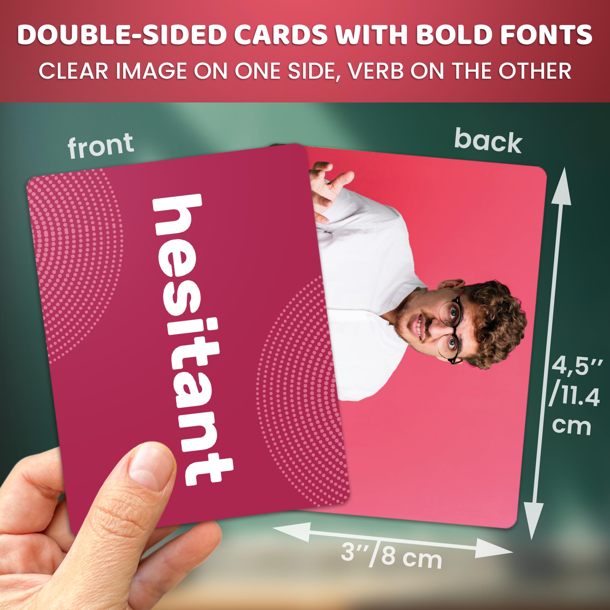 QUOKKA 104 Flash Cards for Kids and Adults - Real-Life Large Preschool Flash Cards for Speech Therapy, ABA Therapy, ESL Teaching, Early Childhood Education, Emotions Vocabulary Building Cards - Image 3