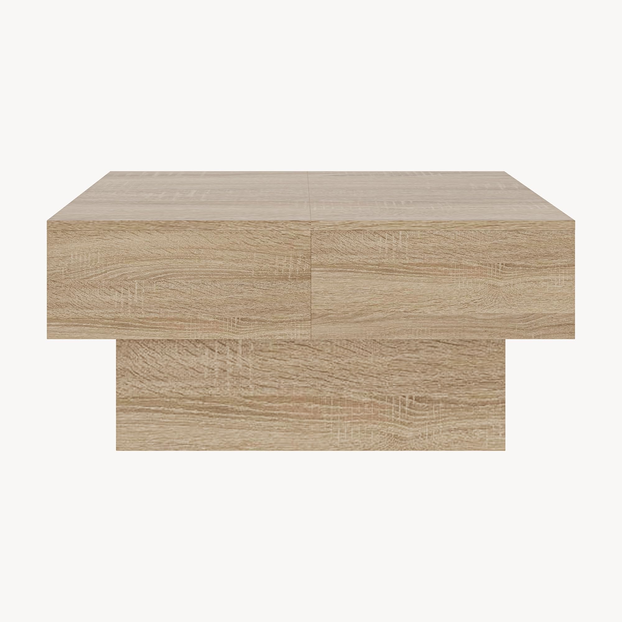 [en.casa] Tavolino da Caffè con Piano Rettangolare Scorrevole e 2 Scomparti Tavolo Basso Centrale da Salotto a 2 Vani Portaoggetti Chiusi 80 x 60 x 36 cm per Soggiorno - Effetto Rovere