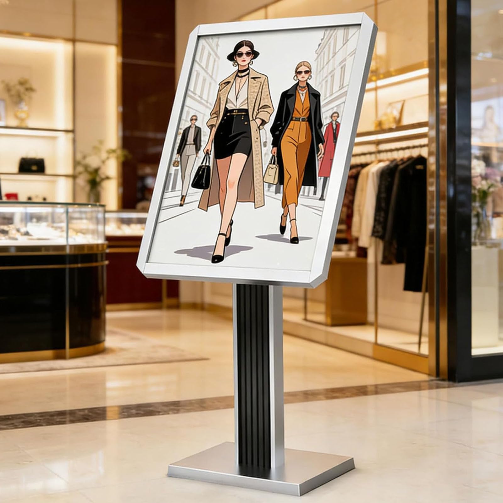 Soporte Ajustable para Carteles publicitarios, Soporte de Suelo para exhibición de Carteles, Soportes para Carteles con Marco de Aluminio para Interiores y Exteriores, Ideales para Bodas, CE