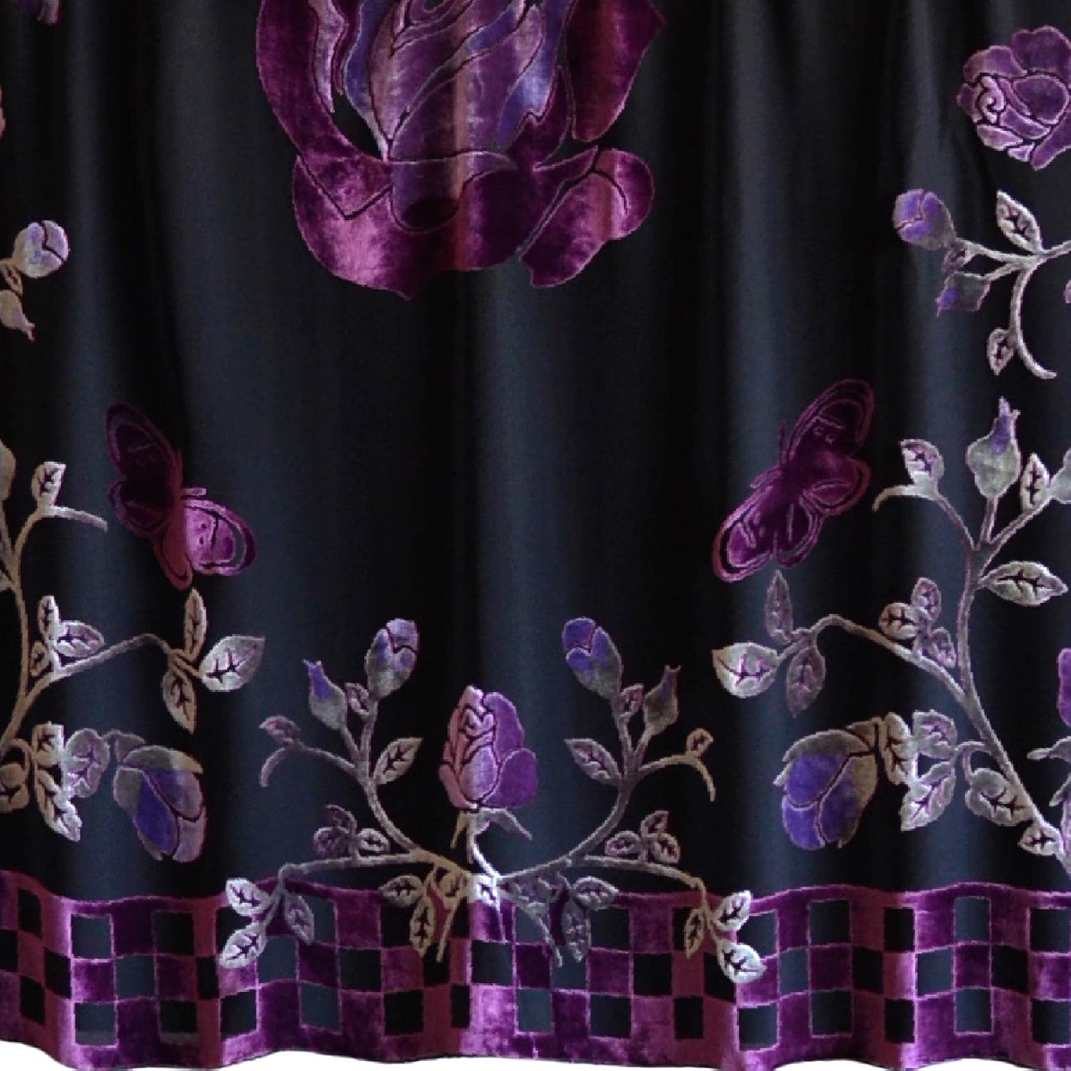 Silk Base Burn-out Velvet Shawl,Rose, Purple Wine,Square 42"x42", No Fringe