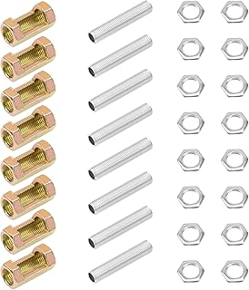 8 Sets M10 Lamp Pipe Repair Parts Kits, M10x30 Hexagon Open Nut, M10x50 All Thread Lamp Pipe Nipples, M10 Hex Lock Nut