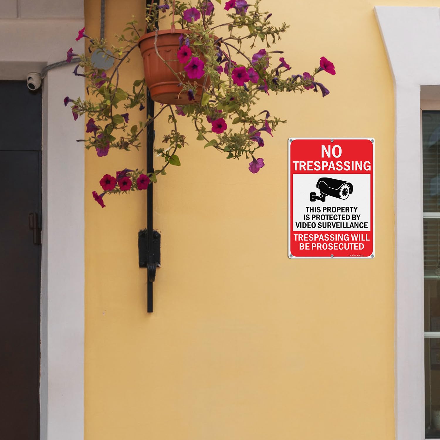 Large Video Surveillance Signs, 14x10 Inches No Trespassing Sign Private Property Sign, Reflective Aluminum, Fade Resistant,Indoor or Outdoor Use (4-Pack) — Amazon image 6