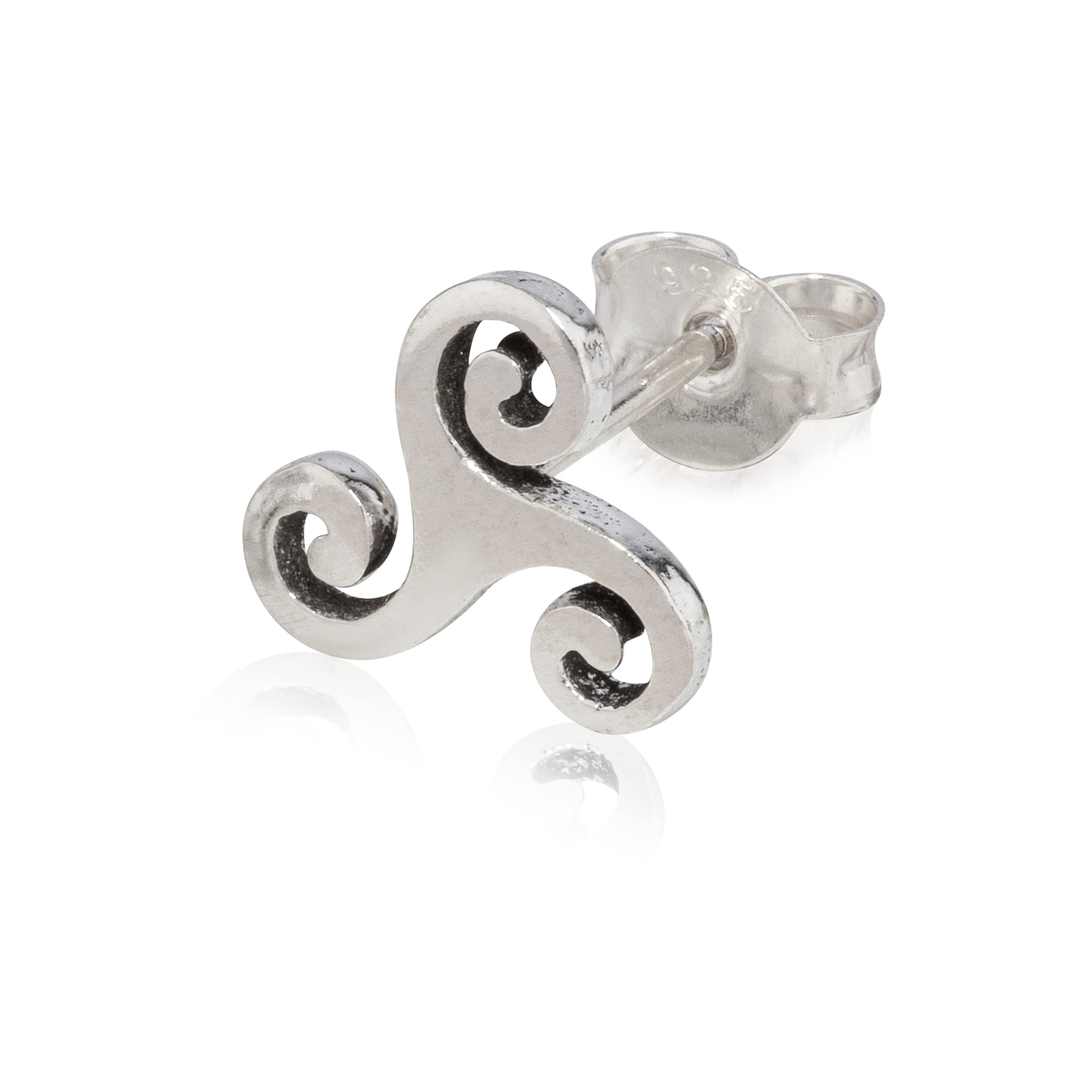 NKlaus Single Stud Earrings Celtic Triskele 925 Silver 10mm Spiral of Life Earring 12925