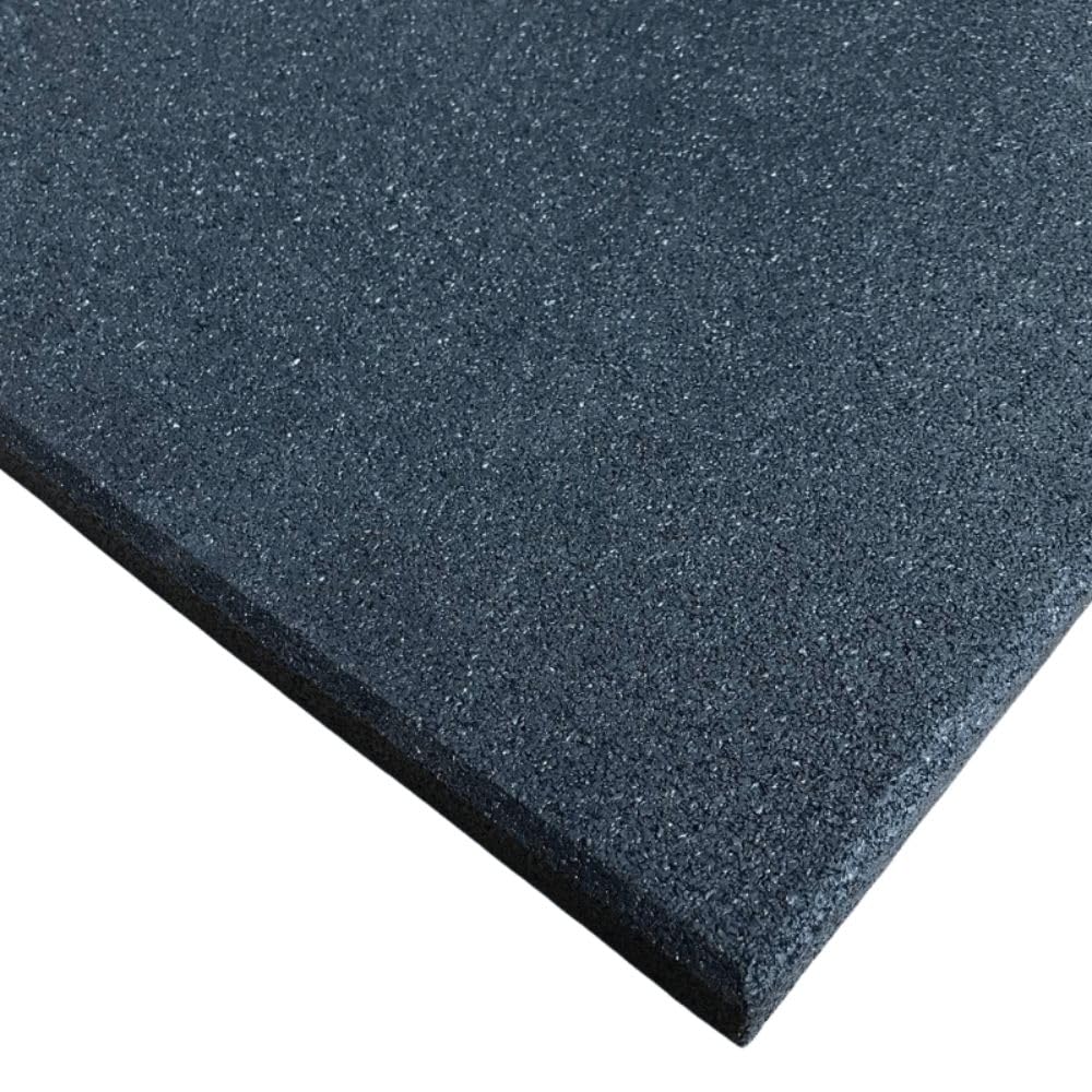 Rubber Crumb Gym Floor Tiles - Heavy Duty Non-Slip Commercial Grade Gym Mats - 1m x 1m (Black, 20mm Thick)