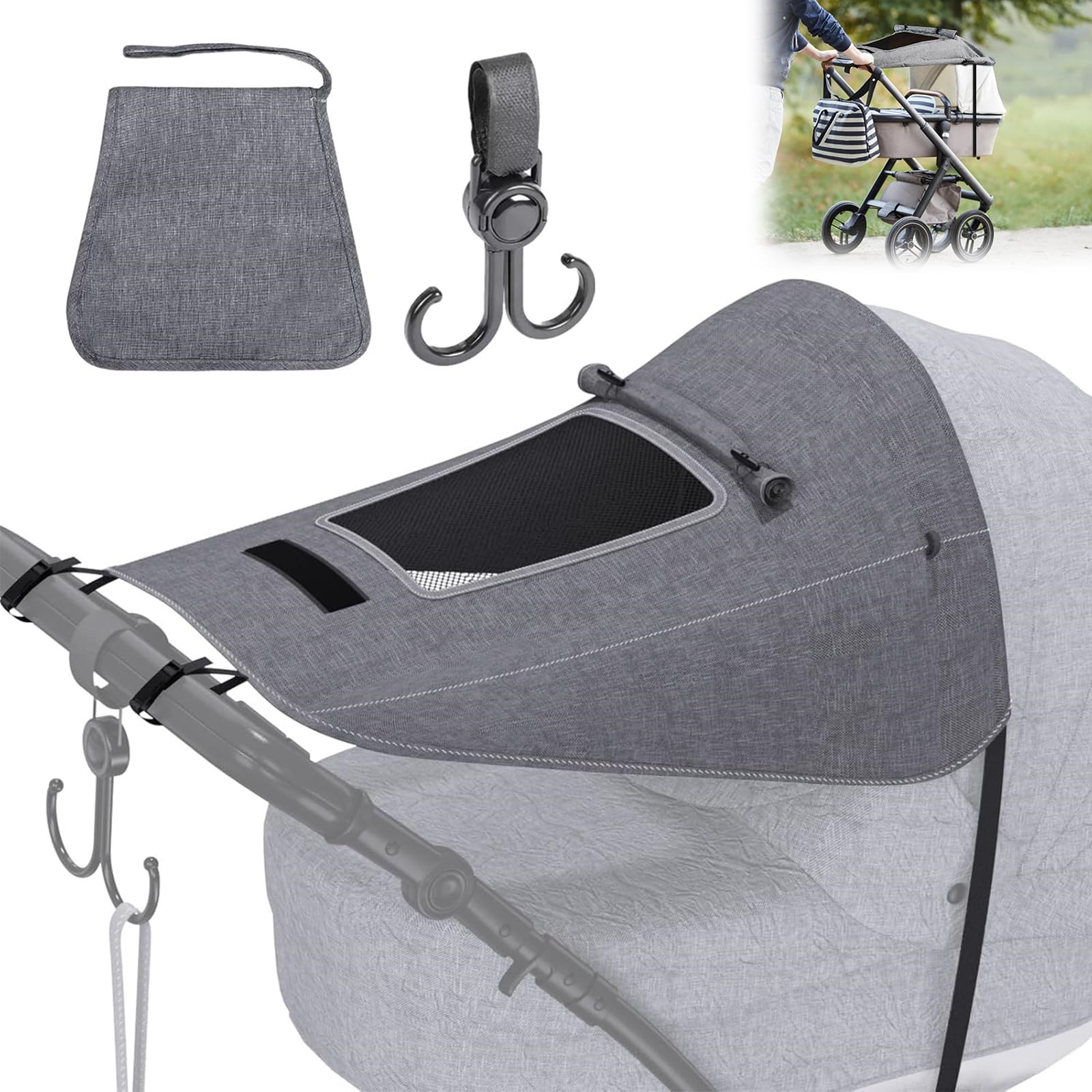 Verstellbarer Sonnenschutz Für Kinderwagen - Wasserdicht Mit Sichtfenster UPF 50+