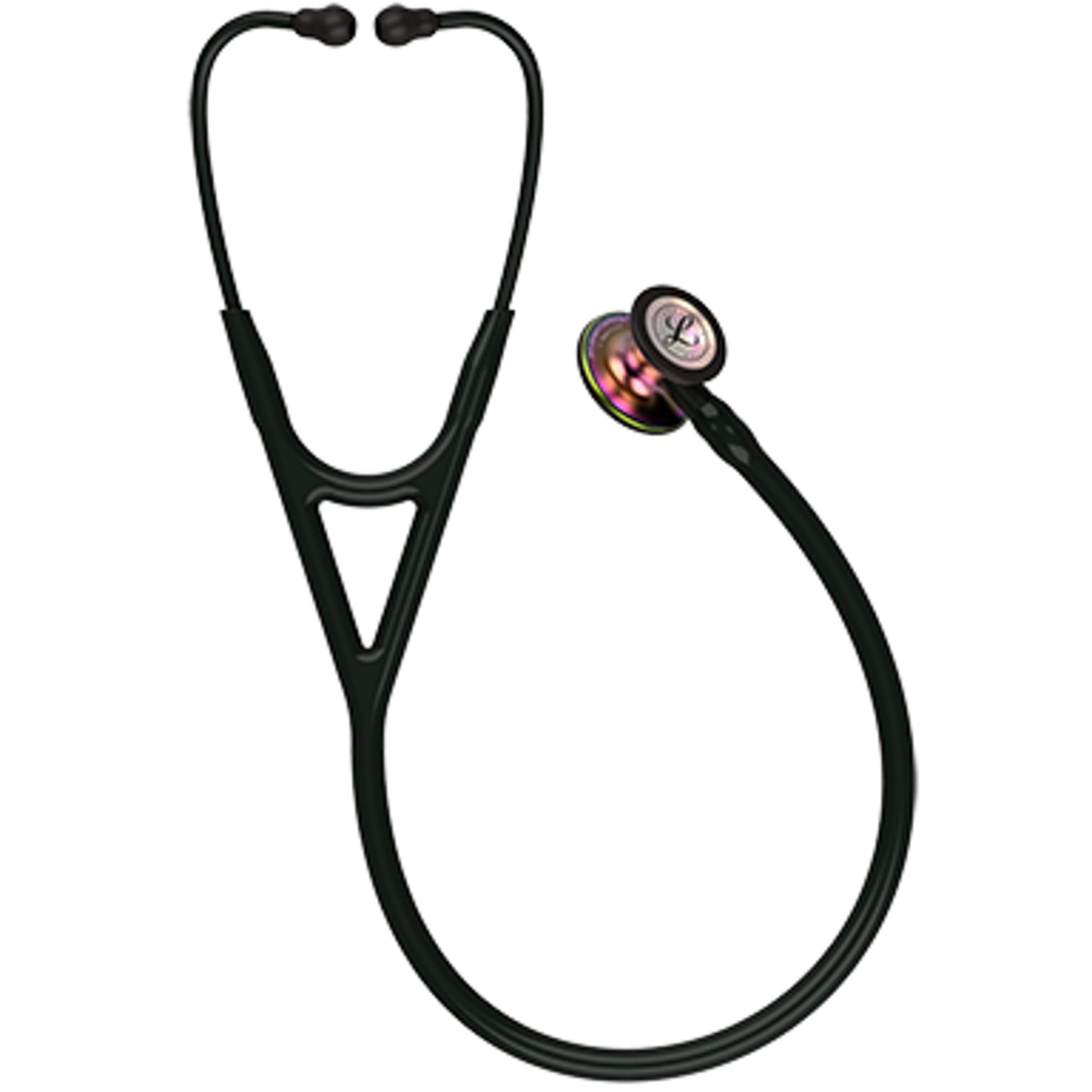 Littmann Cardiology IV Stetoscopio Professionale, 6165, Tubo Nero | Testina in acciaio inox Arcobaleno, raccordo nero e archetto nero. Per medici e studenti di medicina