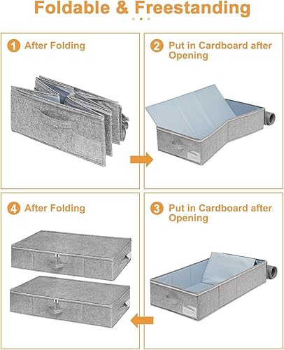 Miniatura 8 de punemi Almacenamiento debajo de la cama, paquete de 3 bolsas contenedoras de almacenamiento debajo de la cama con tapa, organizador plegable y