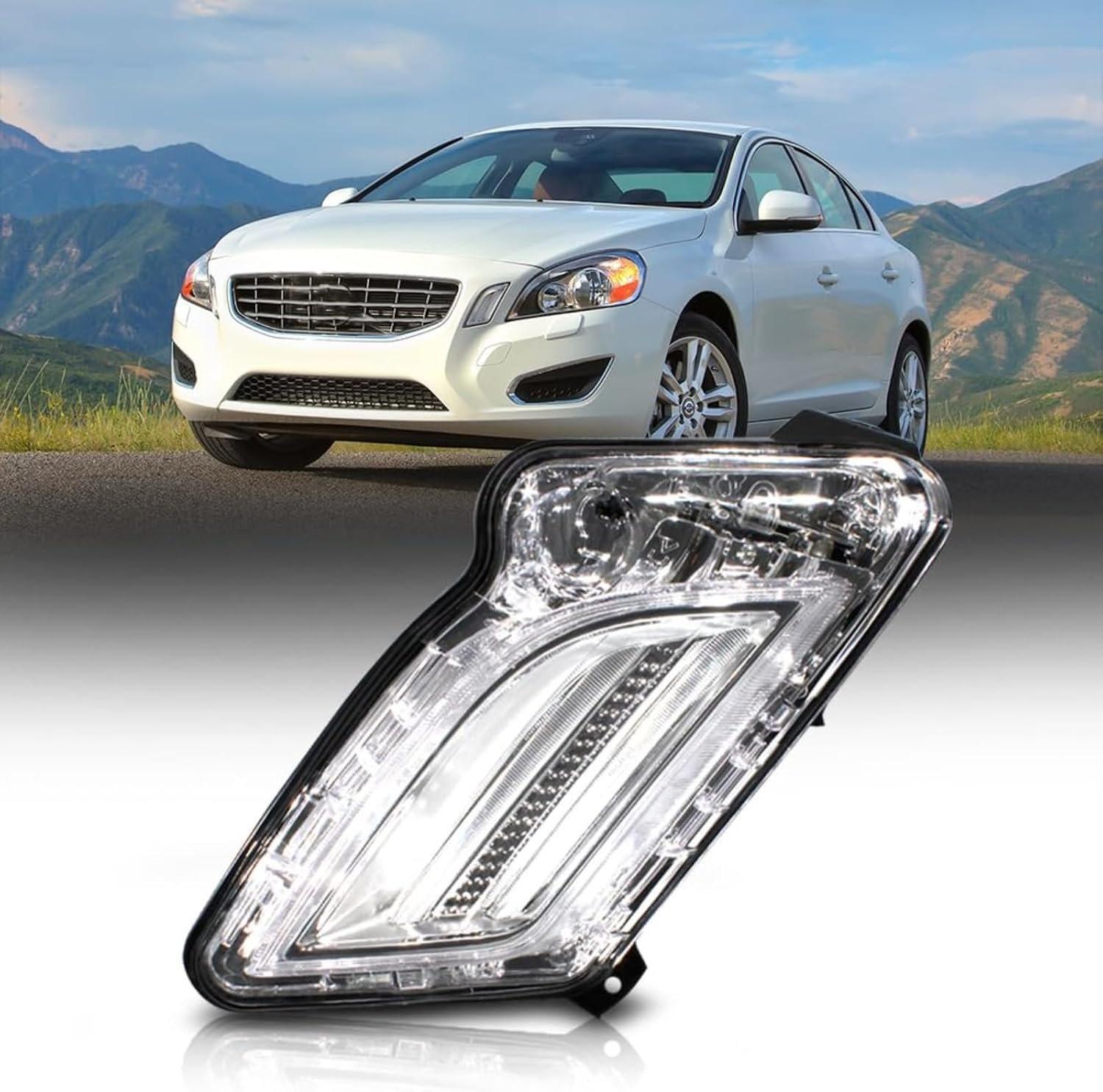 LED DRL Daytime Running Light Fit for Volvo S60 2011 2012 2013 | Replace for 31278557 VO2520113 (Left Side)