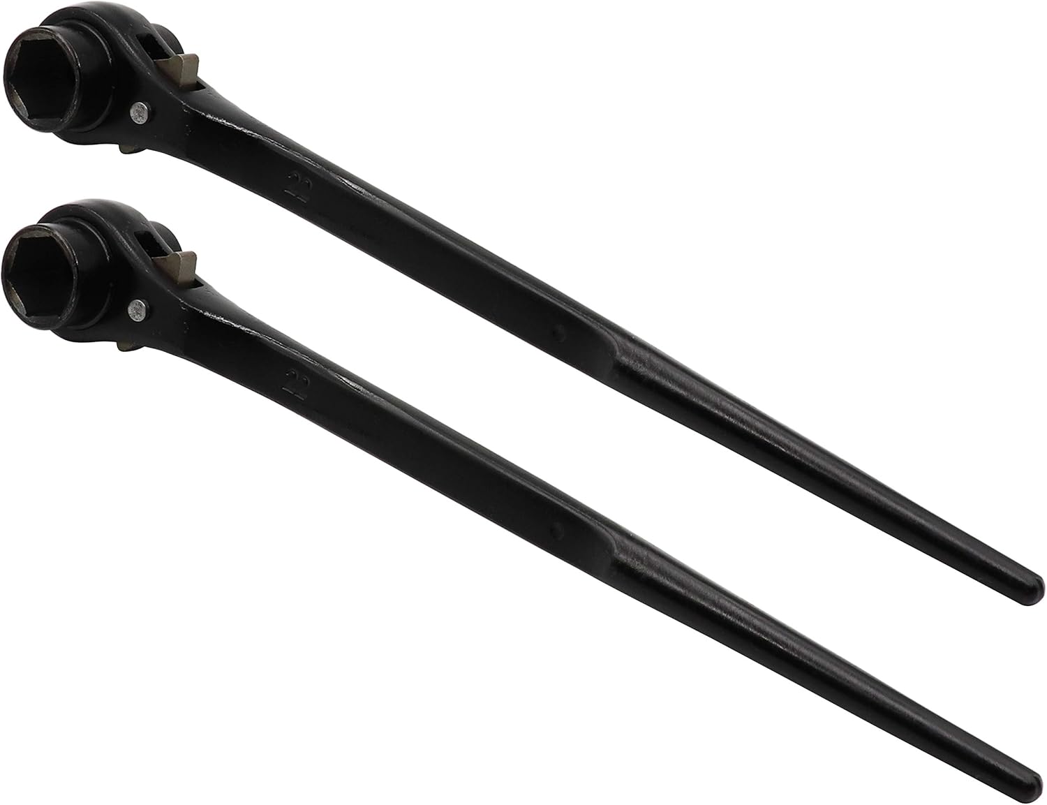 LBY 2-Pack Hexagon Scaffold Quick Wrench, 19mm/22mm Ratchet Spanner, Double Ended Socket, Ratcheting Scaffold, Pointed Tail (Black)