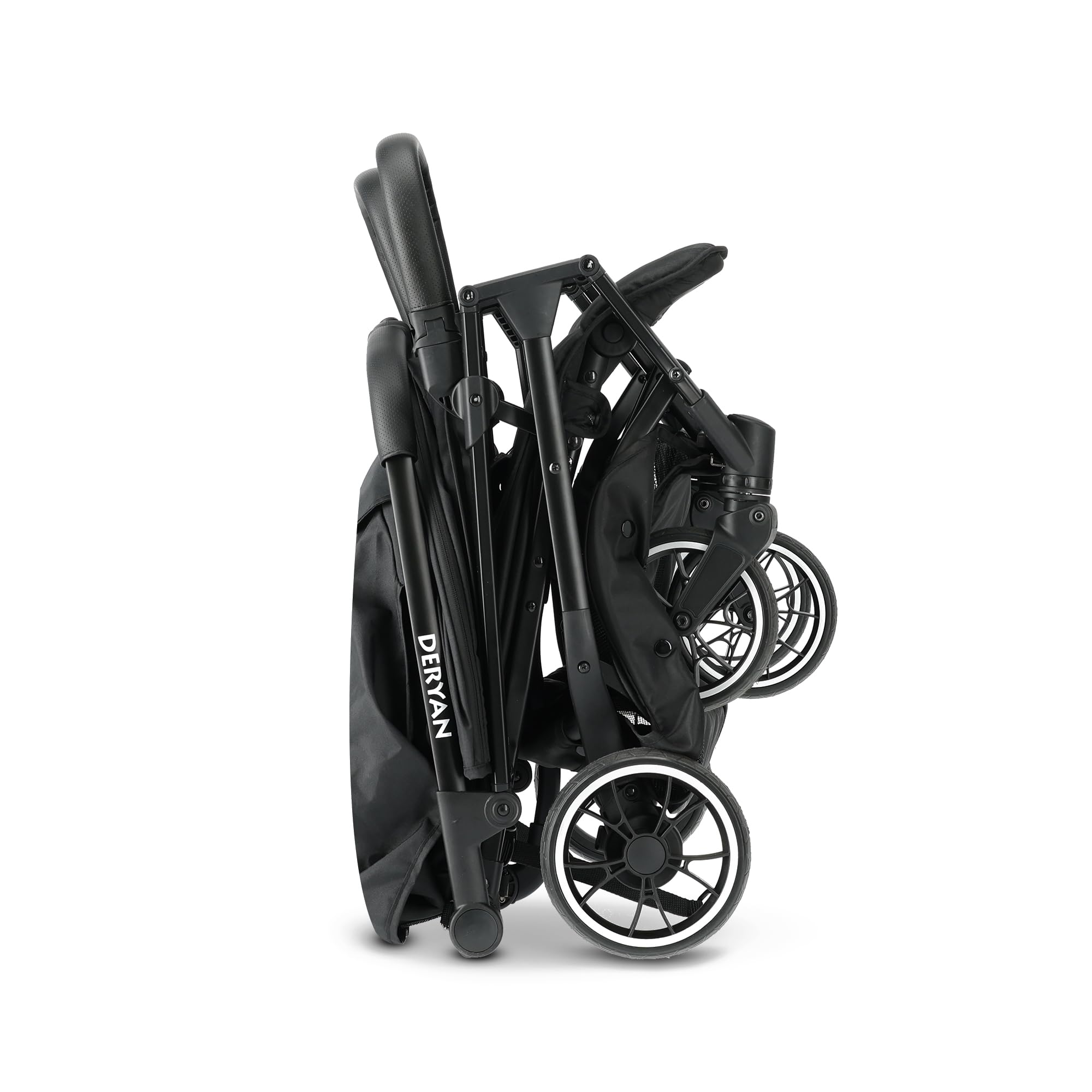 Deryan Rolo X2 Cochecito de bebé - 2 en 1 - pequeño y plegable - desde el nacimiento hasta 4 años - Capacidad por asiento hasta 44 kg - Cochecito infantil plegable - compacto y plegable - Negro