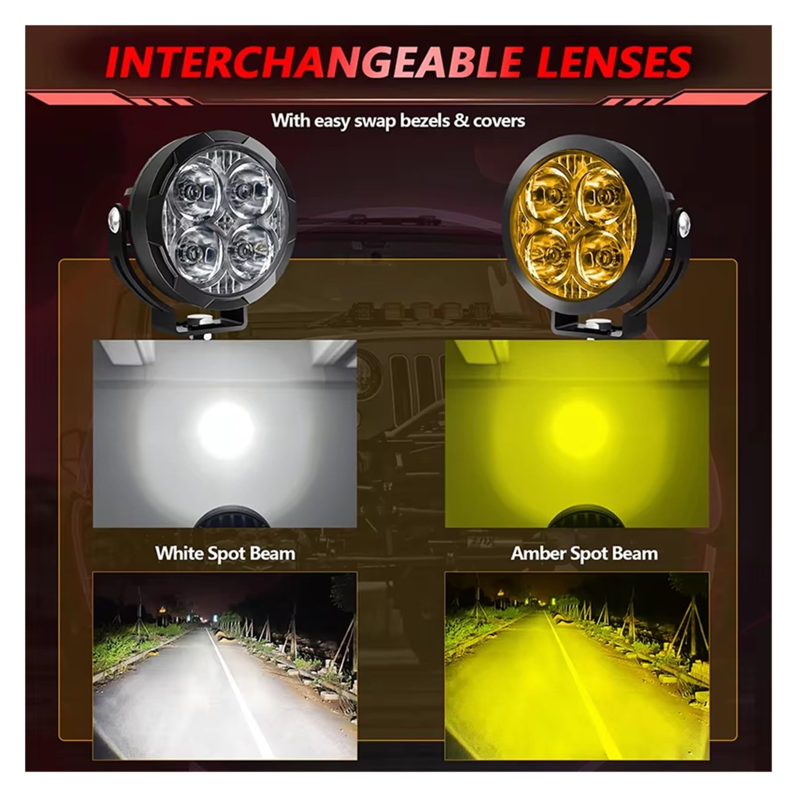 Phare Avant Moto Phare Antibrouillard Auxiliaire LED Blanc Ambre 3,5 Pouces pour BMW R1200GS ADV K1600 R1200GS R1100GS LED Phares Avant