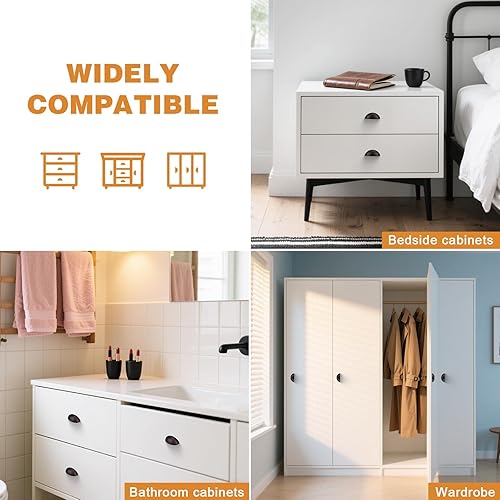 Miniatura 6 de Probrico Paquete de 12 tiradores modernos para cajones, manijas de bronce aceitado para gabinetes, 3 pulgadas (2.992 in), tiradores de taza de