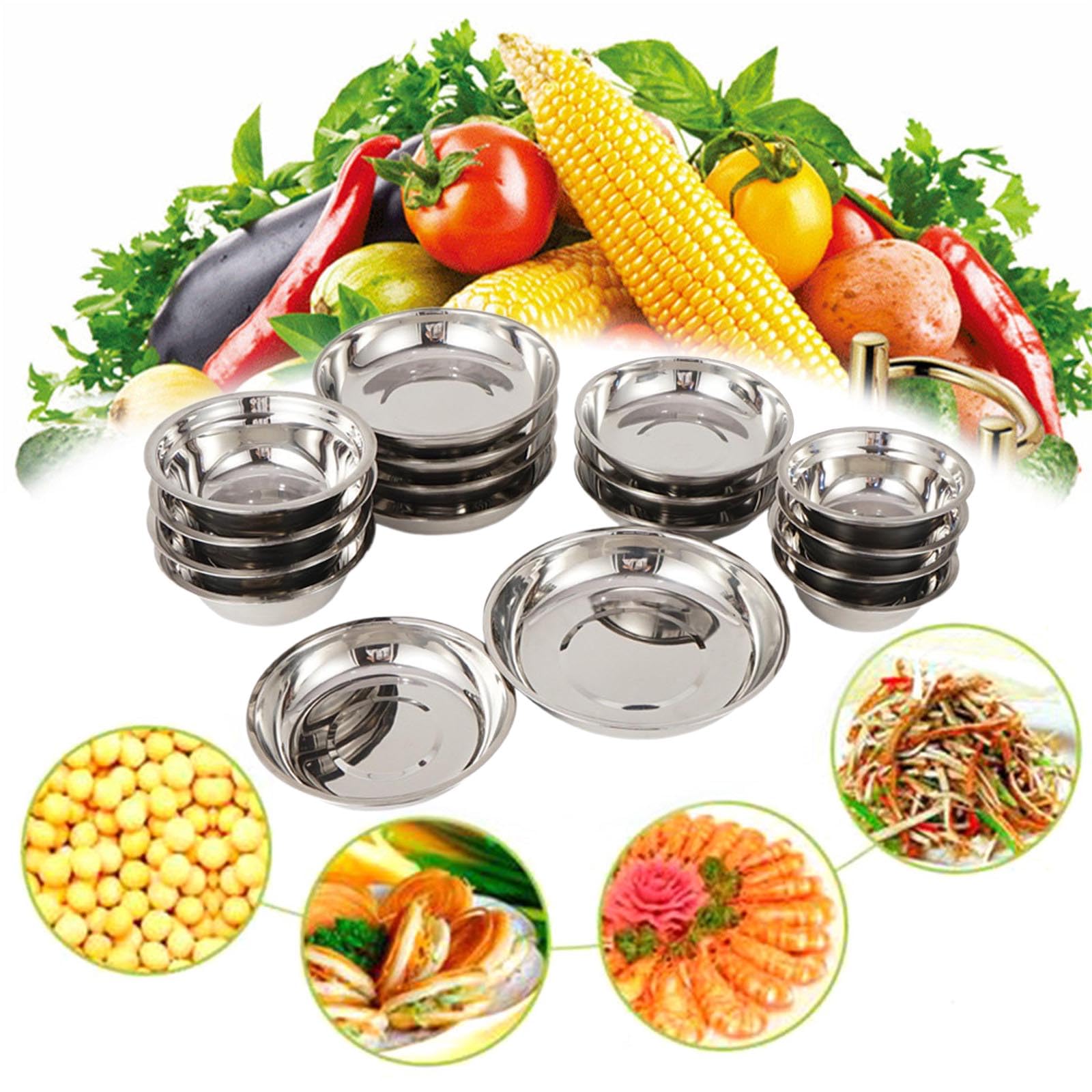 Set Of 17 Stainless Steel Dinner Plates Dishwasher Safe Picnics Dinnerwares Convenient Kitchenwares For Outdoor Camping