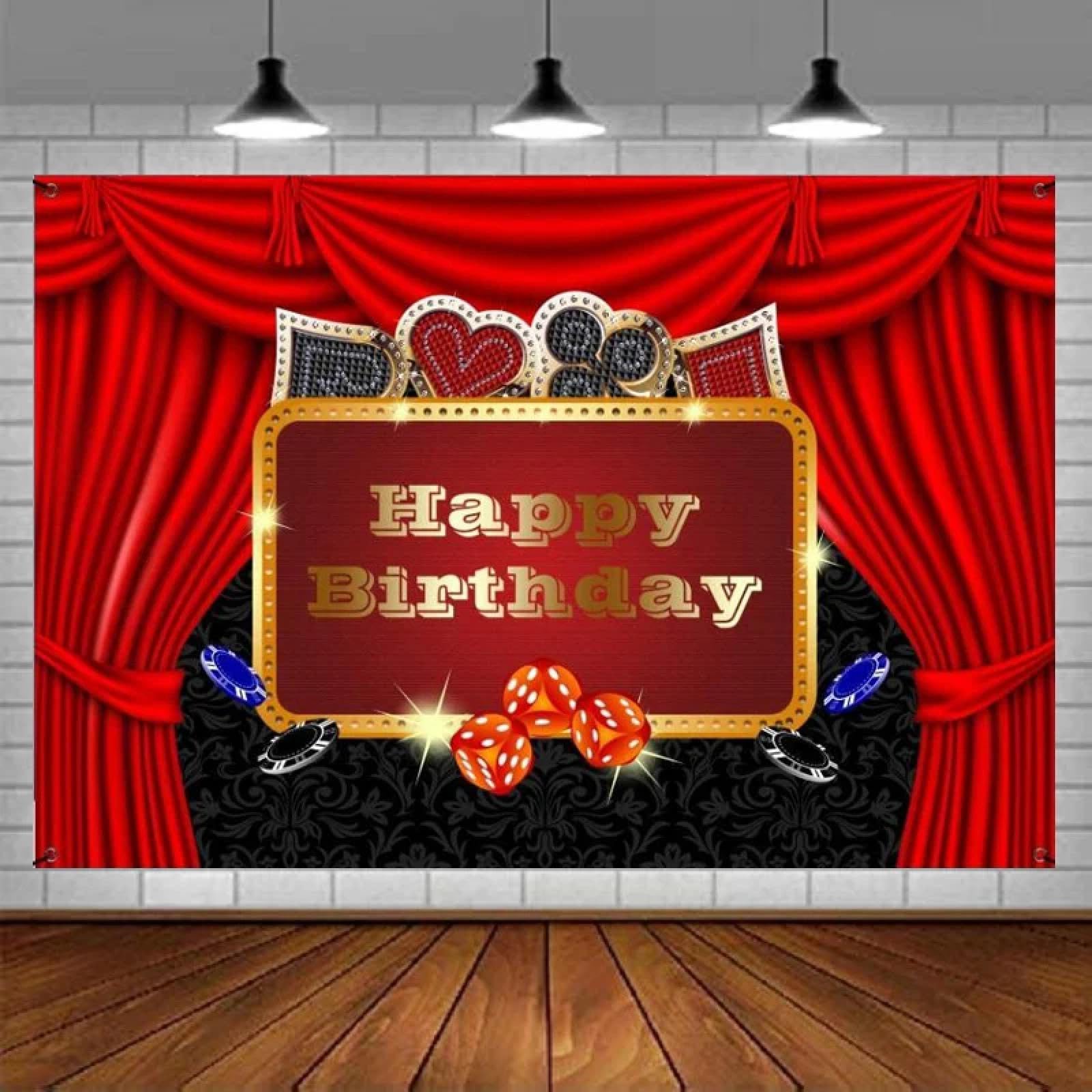 Baner fotograficzny z napisem "Happy Birthday" Baner Tło Czerwone Impreza Dekoracja Baner Akcesoria