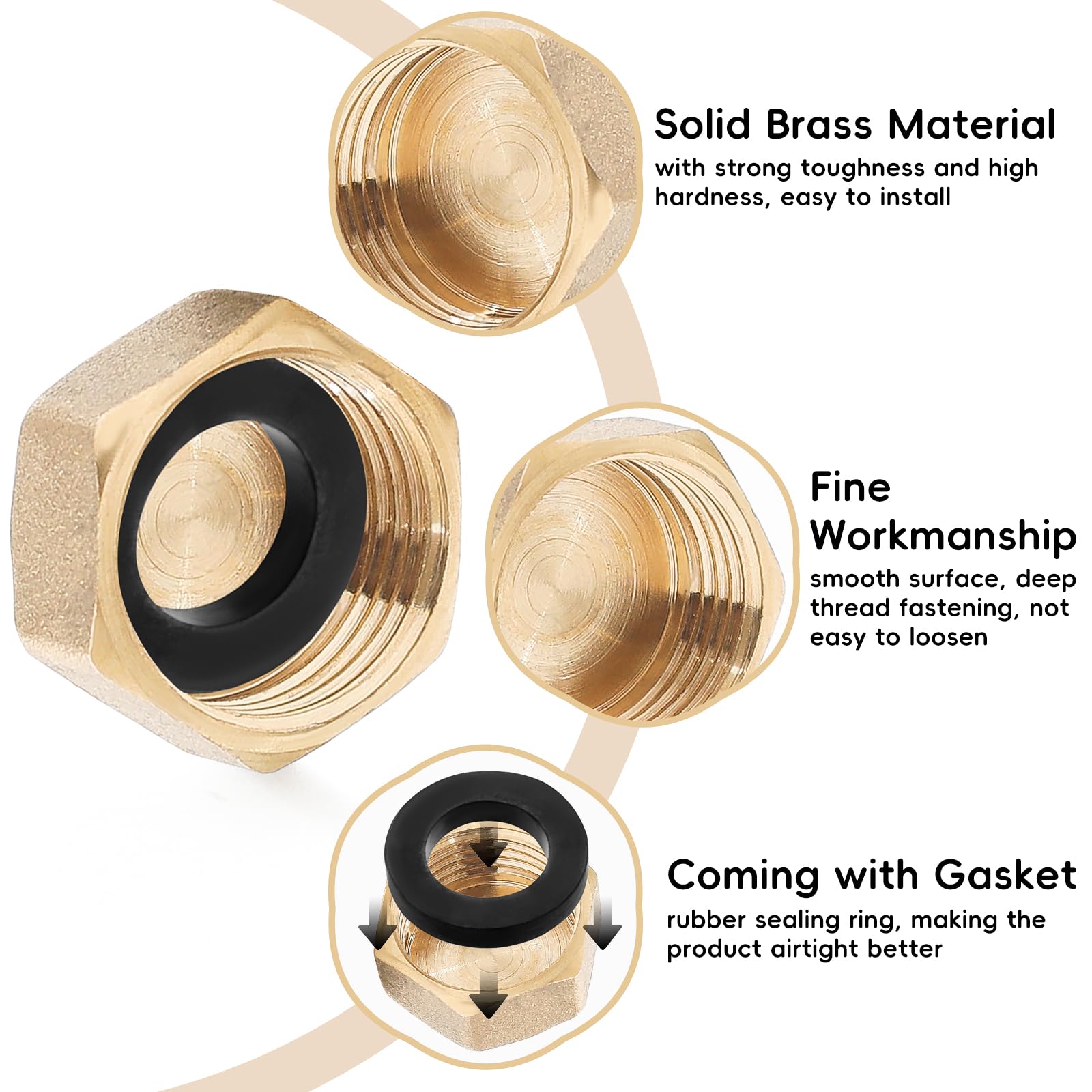 Pack of 8 Brass Blanking Caps, 1/2 Female BSP Thread Brass Compression Stop End Blank Cap - Image 3